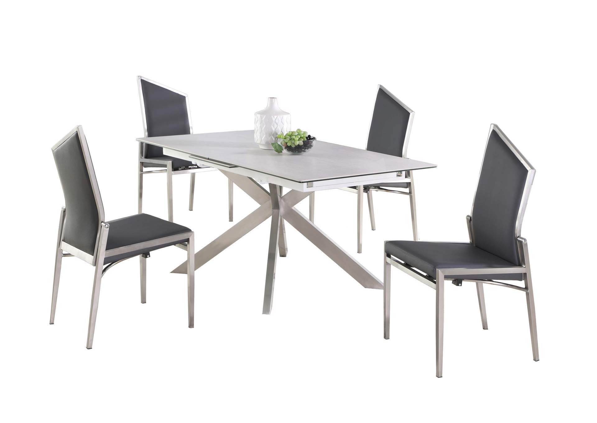Dining Set With Pop-Up Extendable Ceramic Top Table & 4 Motion Chairs image 3