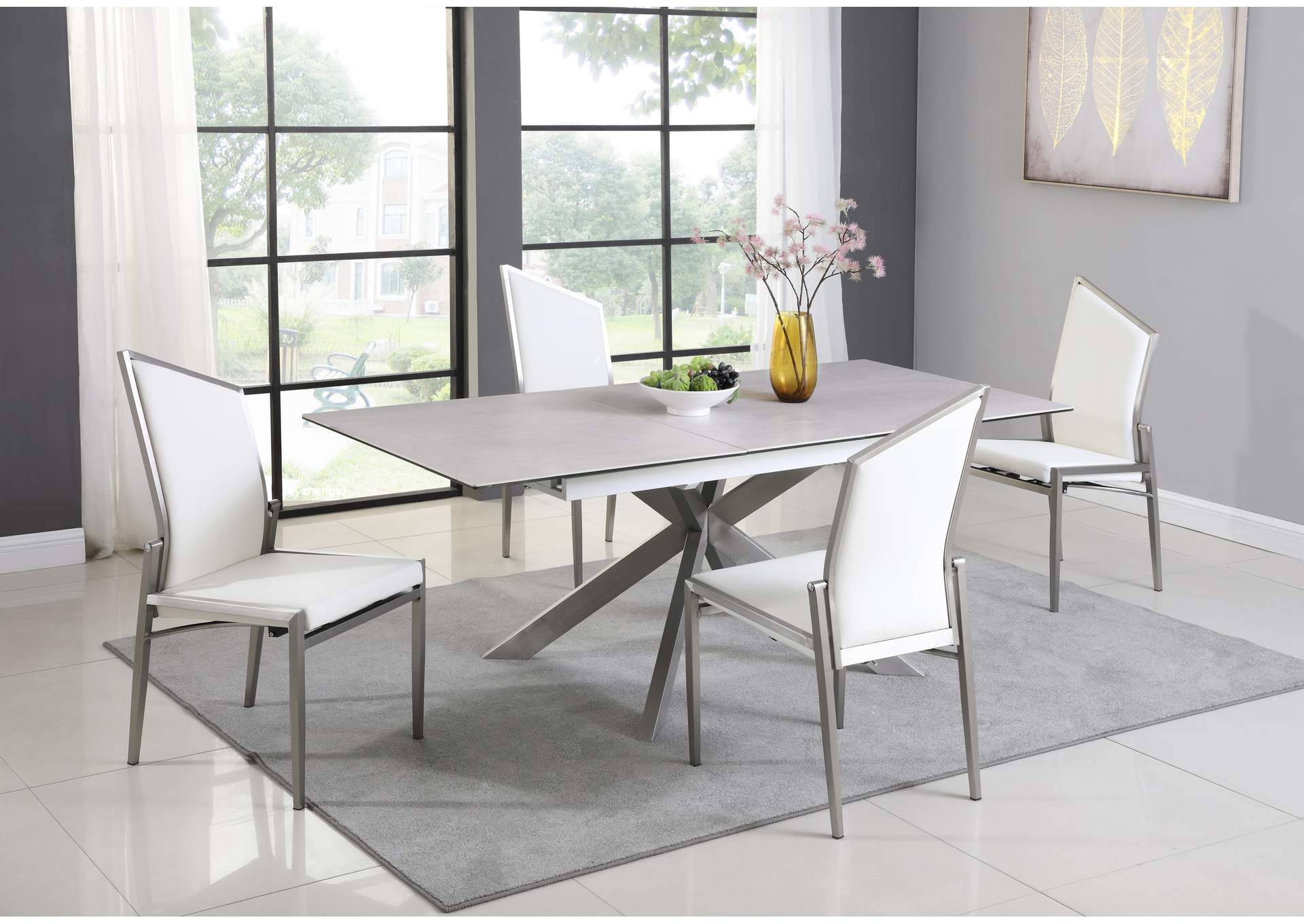 Dining Set With Pop-Up Extendable Ceramic Top Table & 4 Motion Chairs image 3
