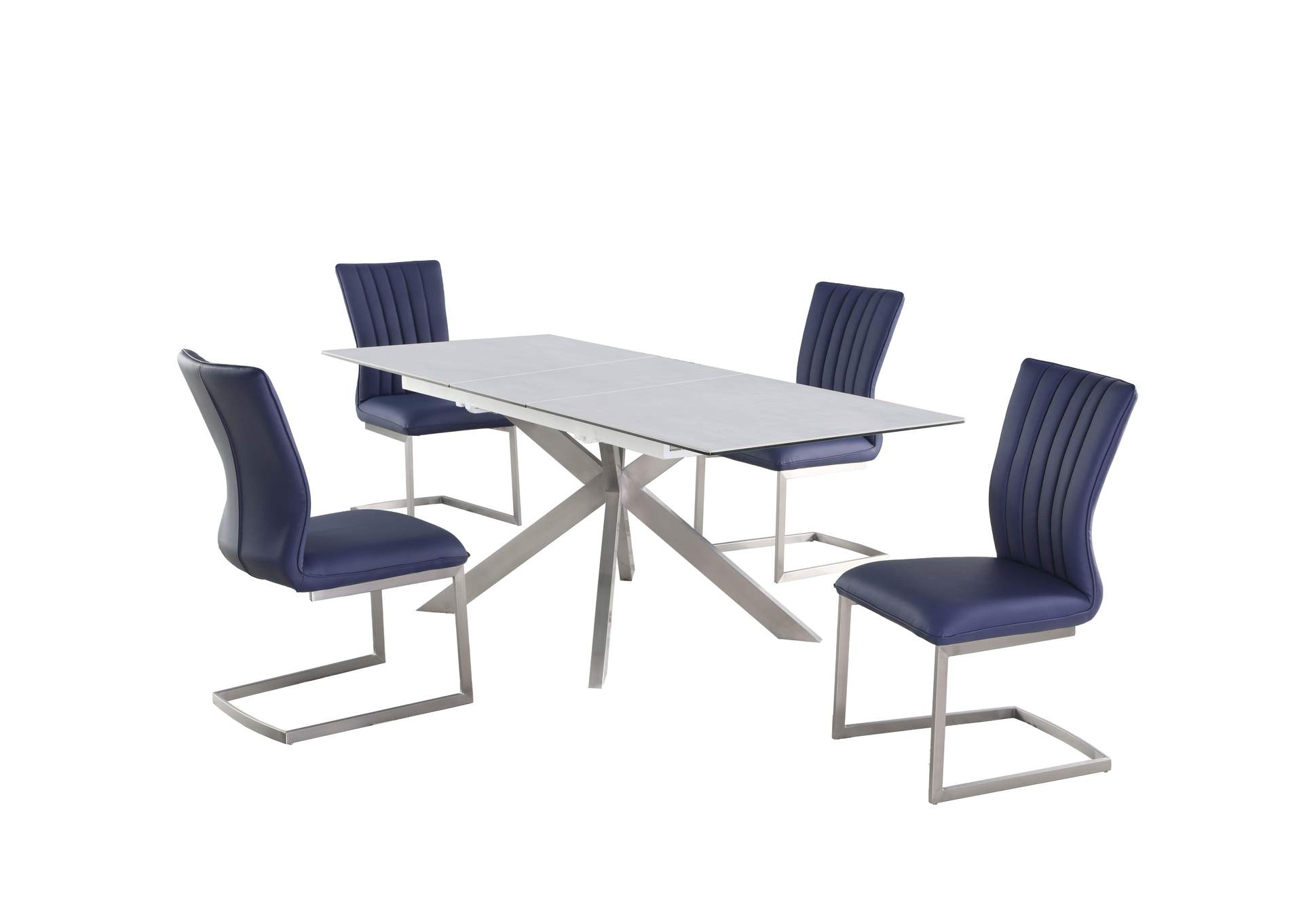 Dining Set With Pop-Up Extendable Ceramic Top Table & 4 Cantilever Chairs image 3