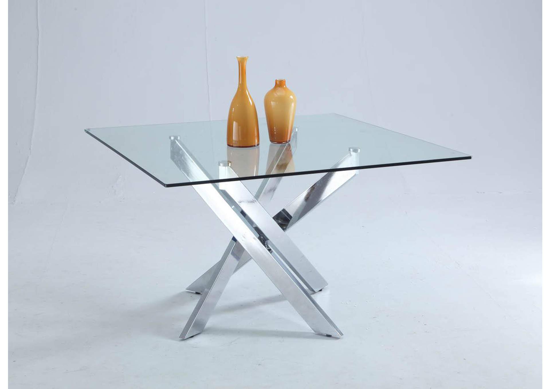 Contemporary Square Glass Dining Table image 1