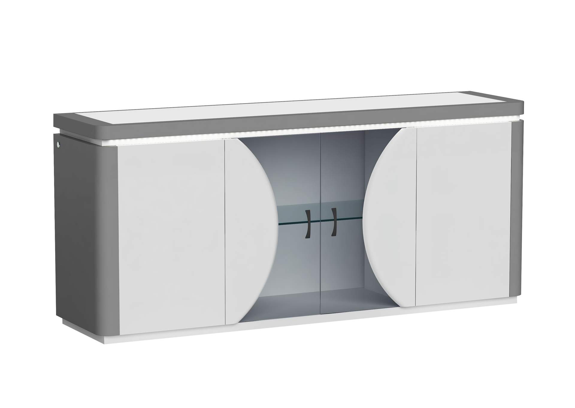 2-Tone Contemporary Buffet With Tinted Glass Doors & Led Light image 3