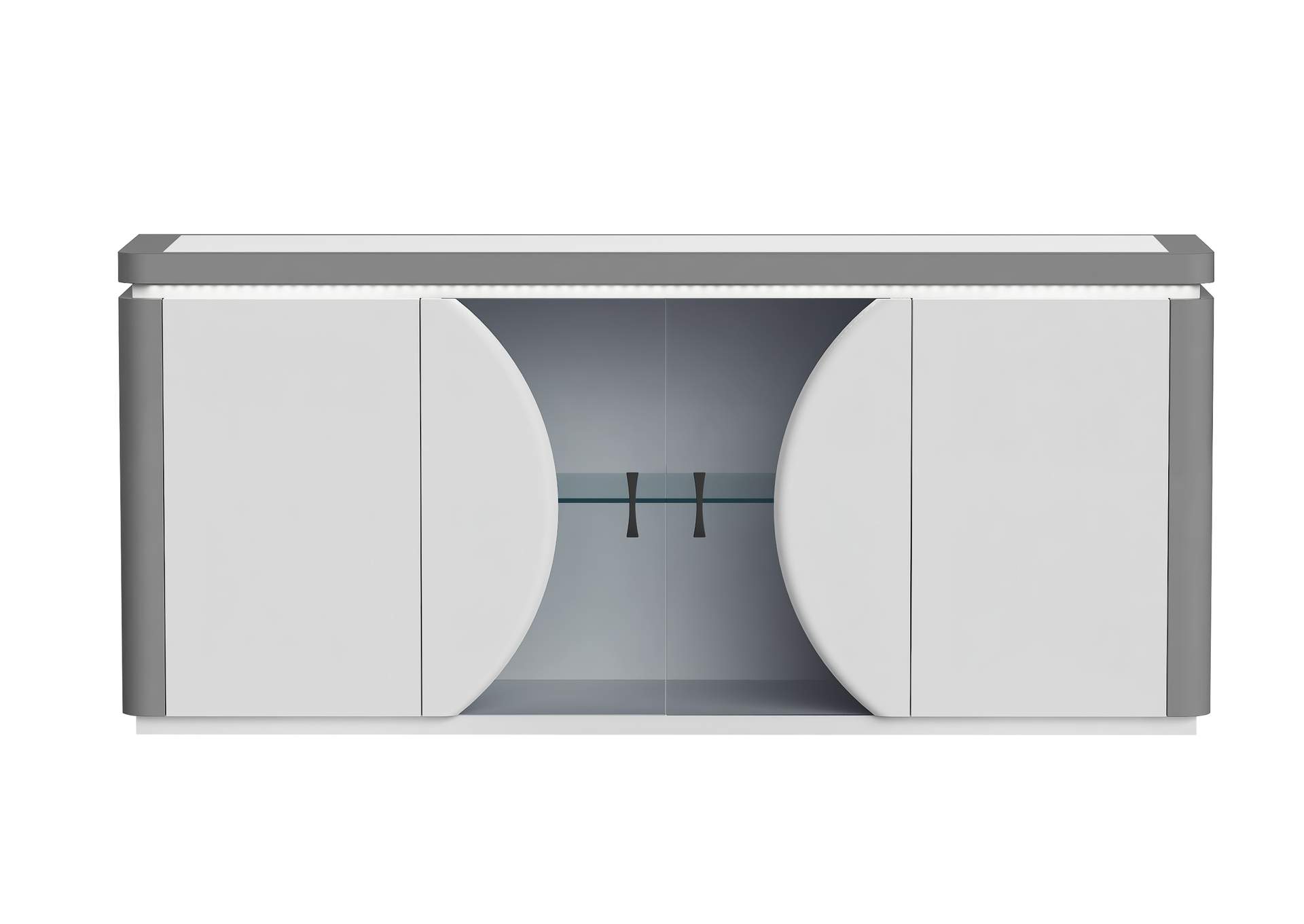 2-Tone Contemporary Buffet With Tinted Glass Doors & Led Light image 4