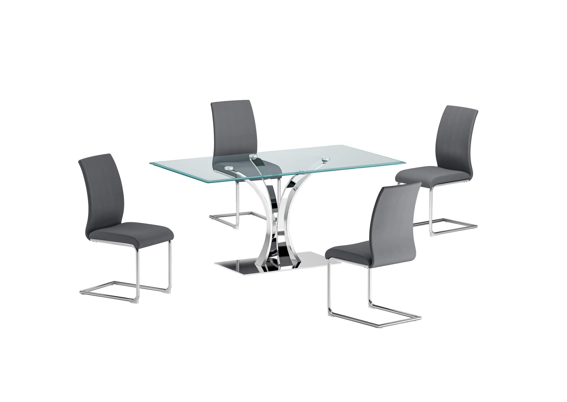 Contemporary Dining Set With Rectangular Glass Table & Chairs image 1