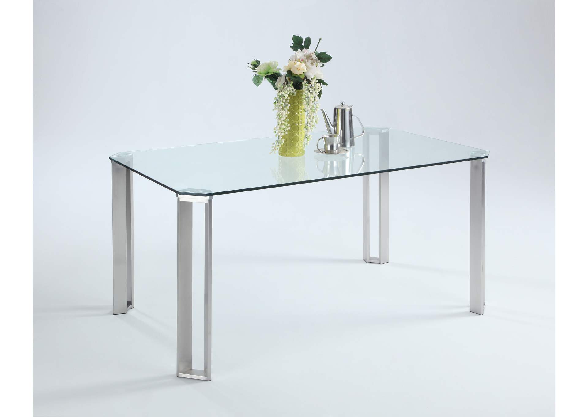 Dining Set With Glass Top Table & 4 Stackable Chairs image 4