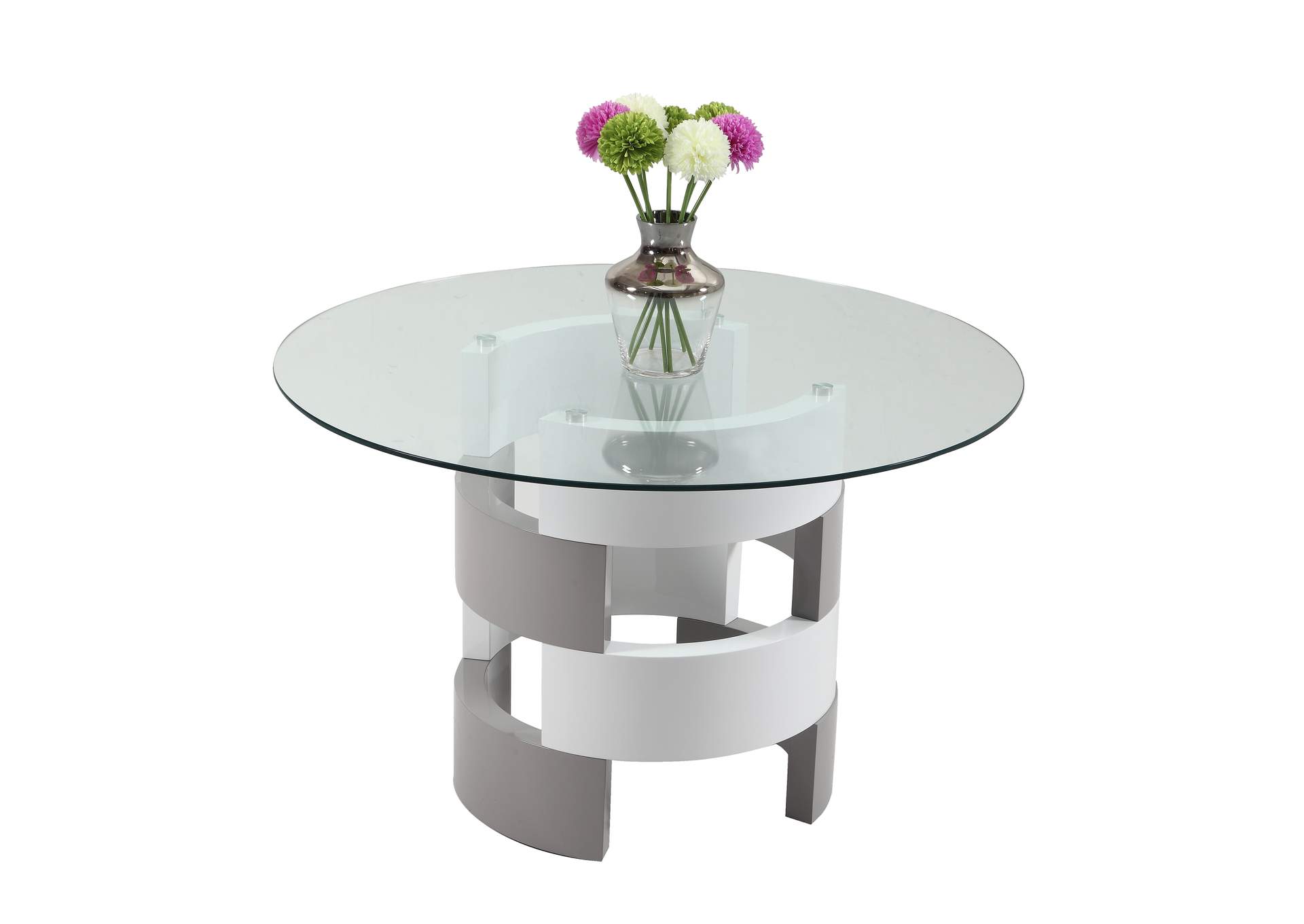 Contemporary Dining Set With Round Glass Table & Cantilever Chairs image 4