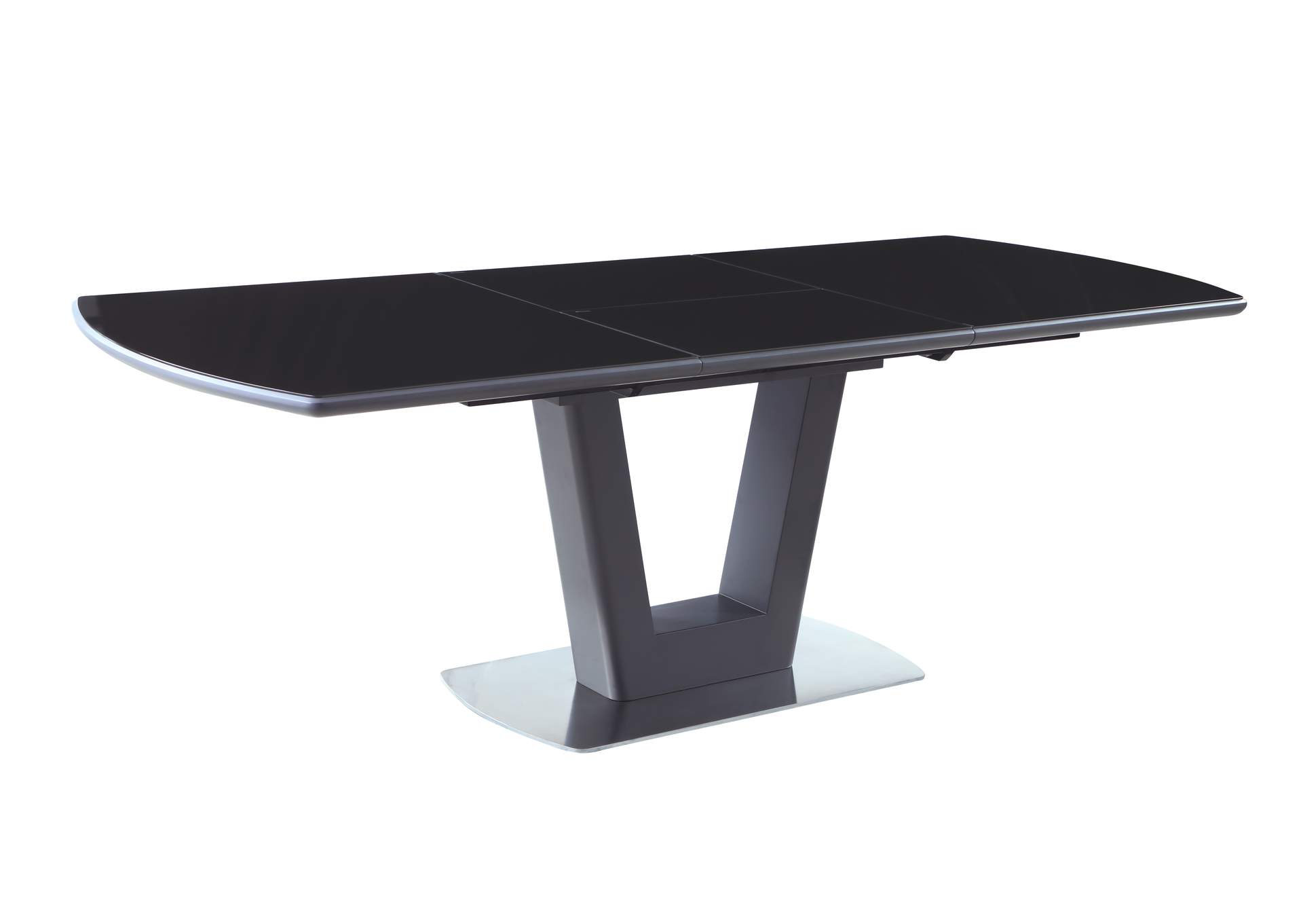 Contemporary Butterfly-Extendable Black Glass Dining Table image 1