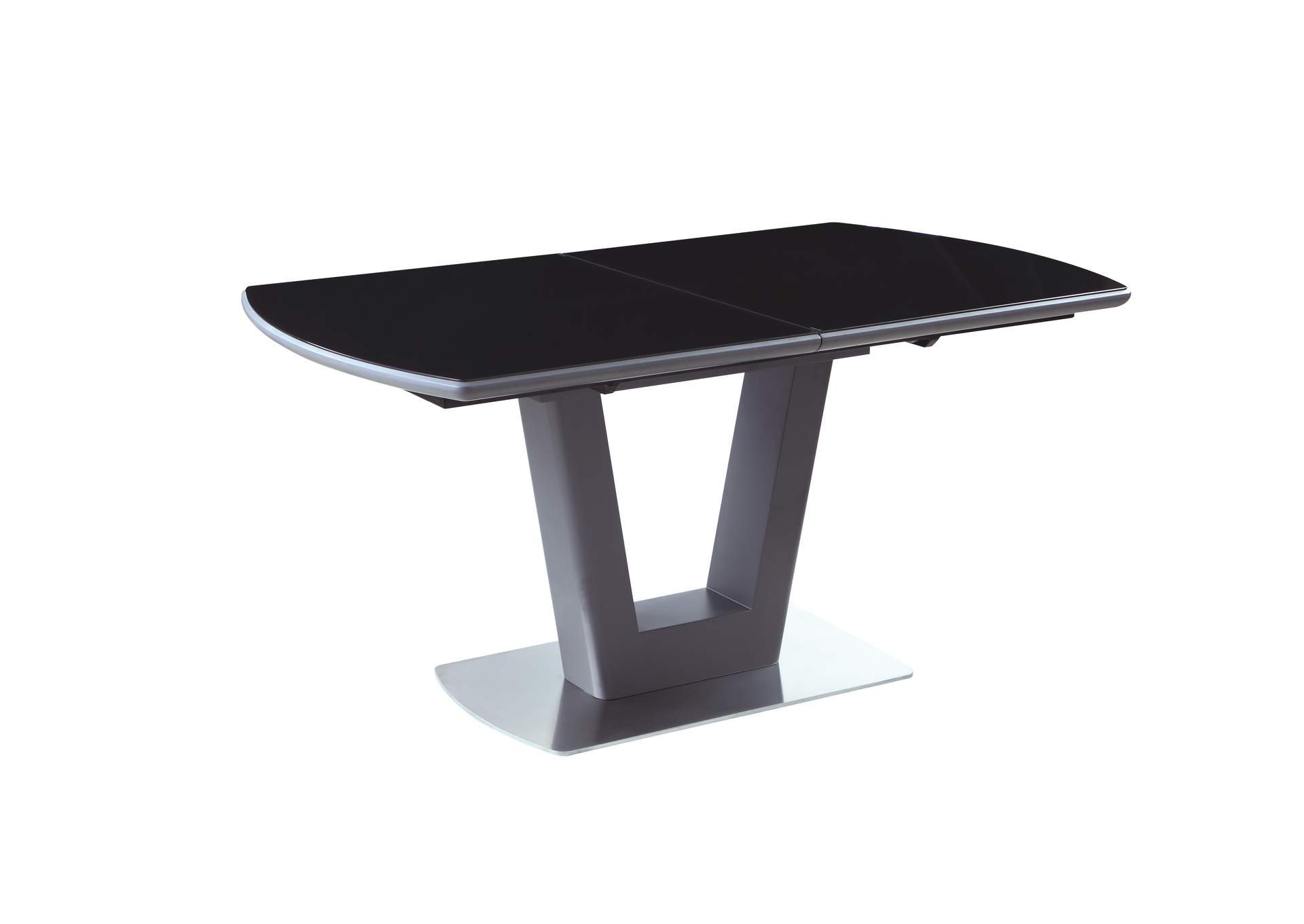 Contemporary Butterfly-Extendable Black Glass Dining Table image 3