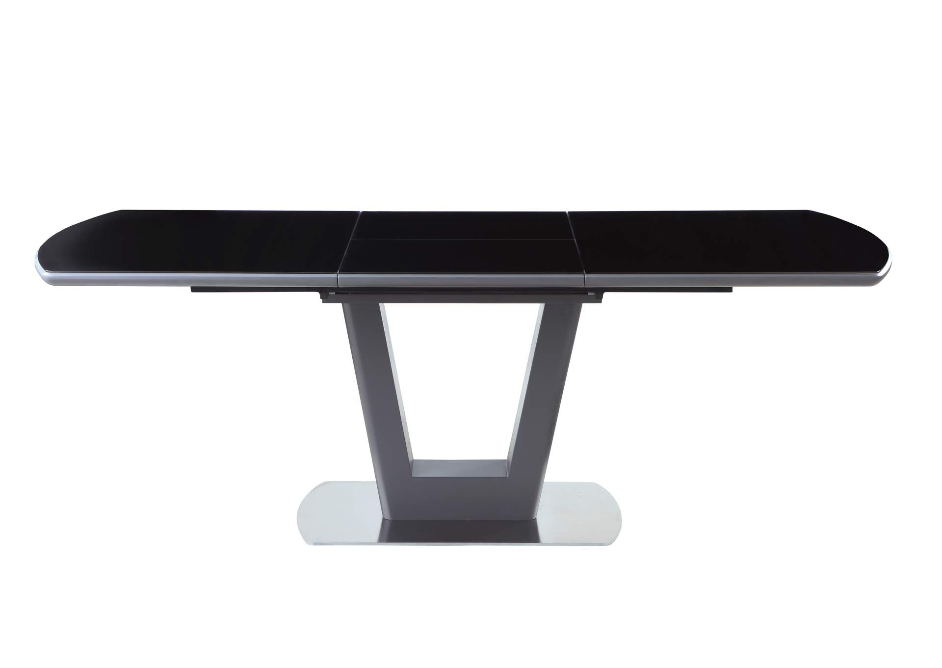 Contemporary Butterfly-Extendable Black Glass Dining Table image 4