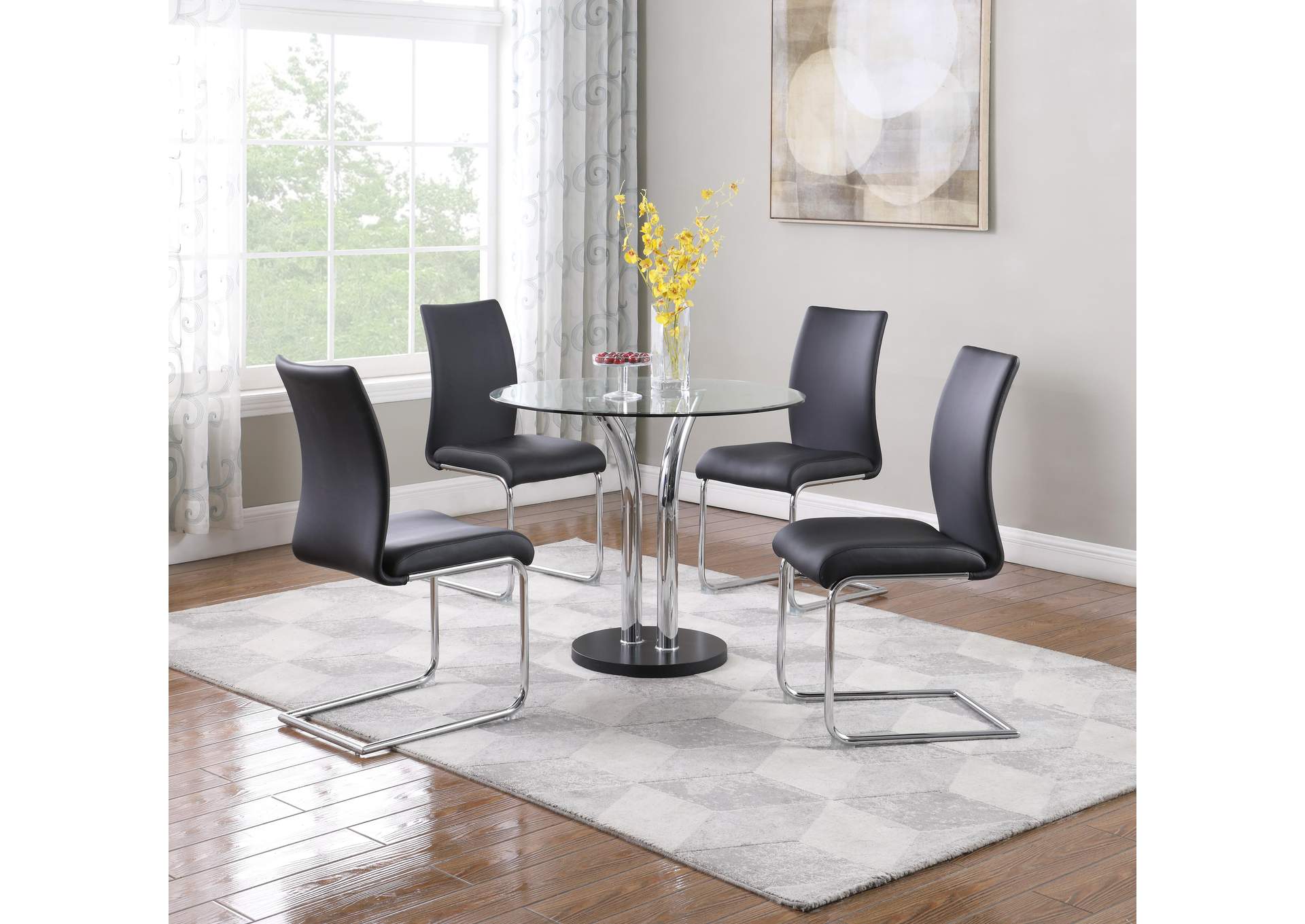 Dining Set With Glass Top Bistro Table & 4 Cantilever Side Chairs image 1