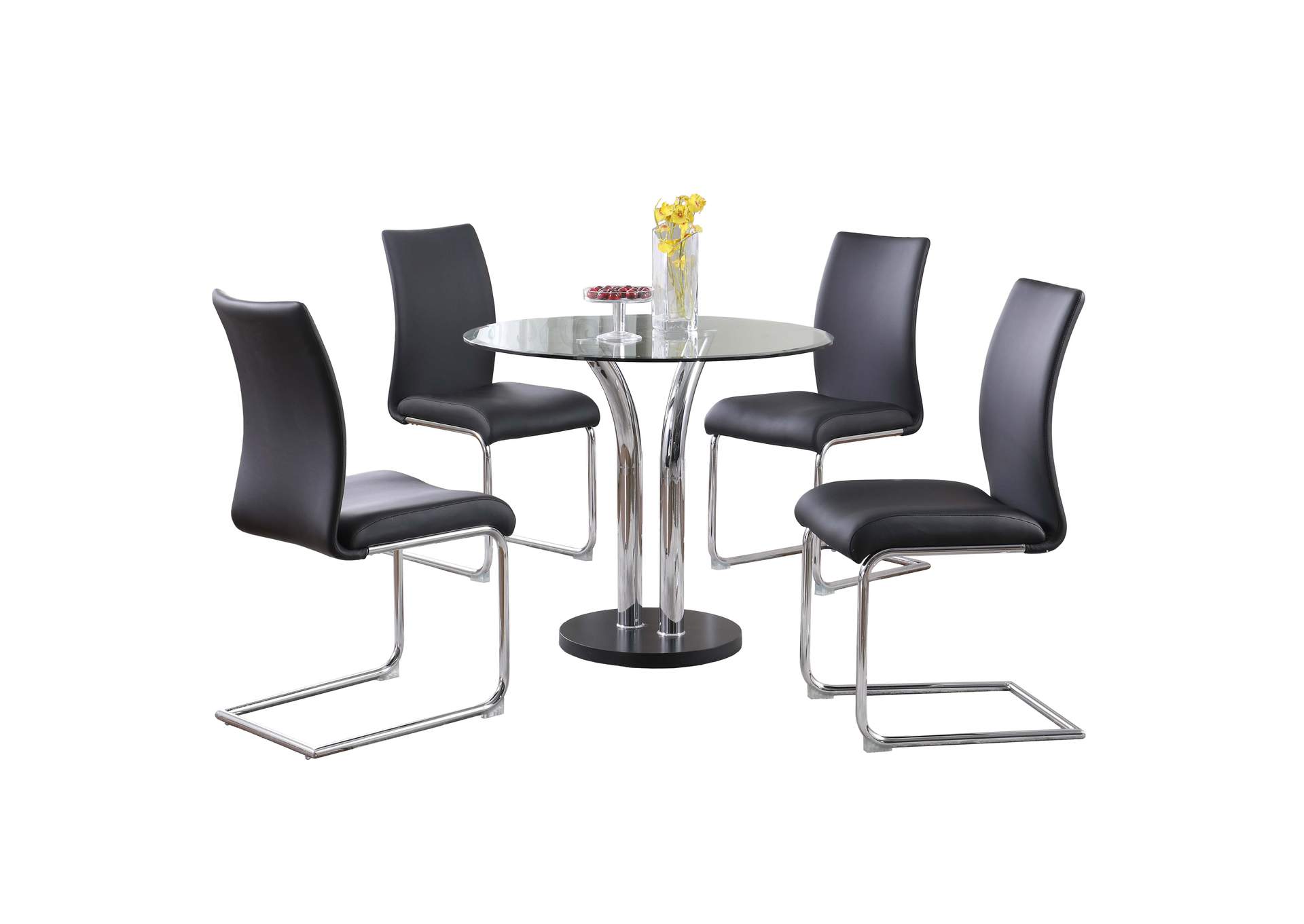 Dining Set With Glass Top Bistro Table & 4 Cantilever Side Chairs image 3