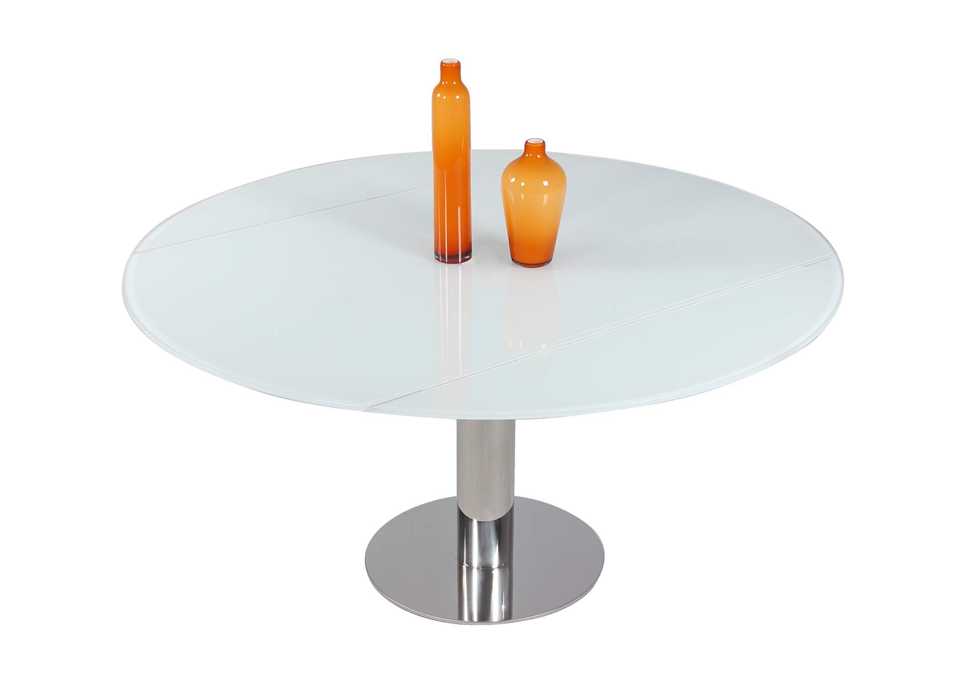 Contemporary Dining Set With Motion-Extendable White Glass Table & 4 Chairs image 5