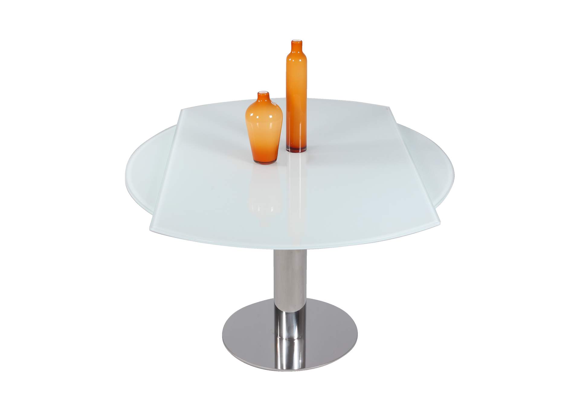 Contemporary Dining Set With Motion-Extendable White Glass Table & 4 Chairs image 6