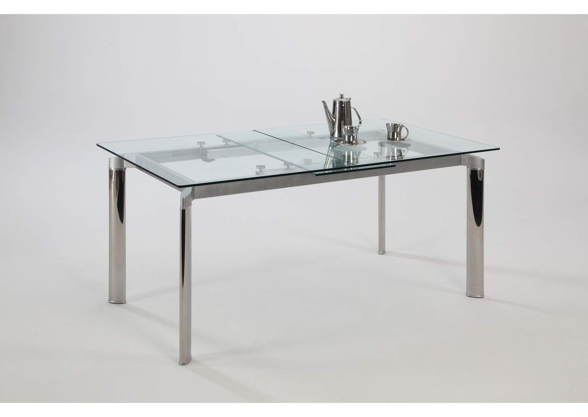 Modern Extendable Clear Glass Dining Table