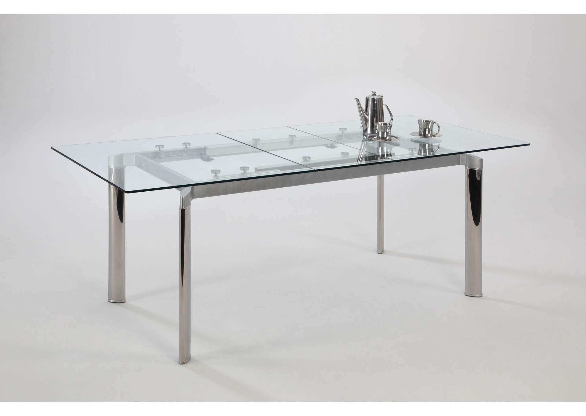 Modern Extendable Clear Glass Dining Table image 4
