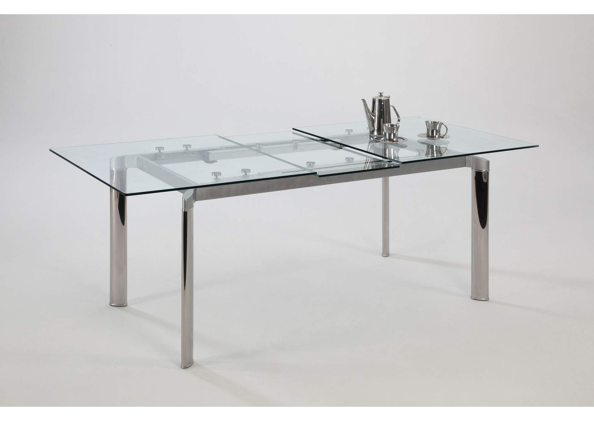 Modern Extendable Clear Glass Dining Table image 3