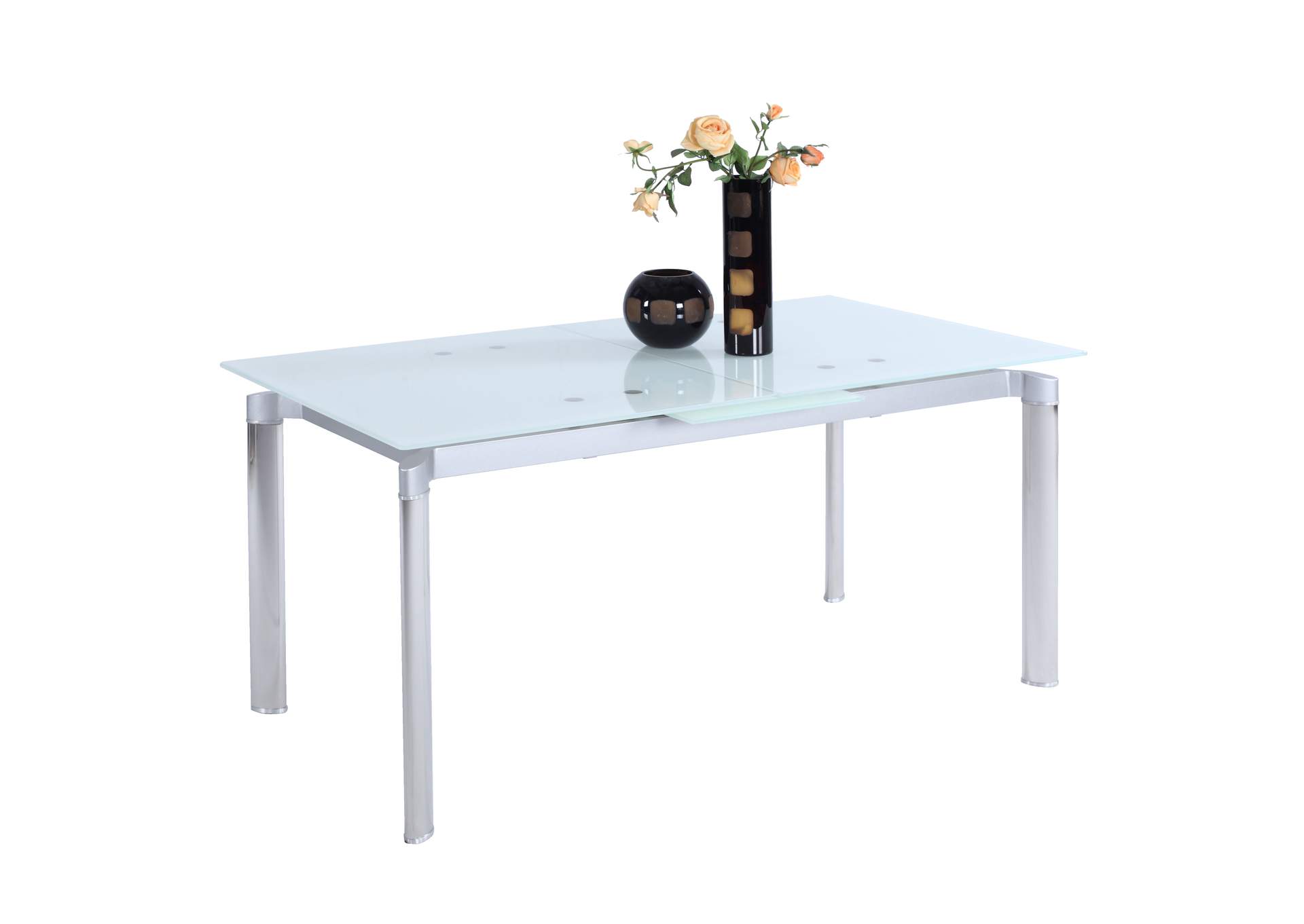 Modern Extendable White Glass Dining Table image 3