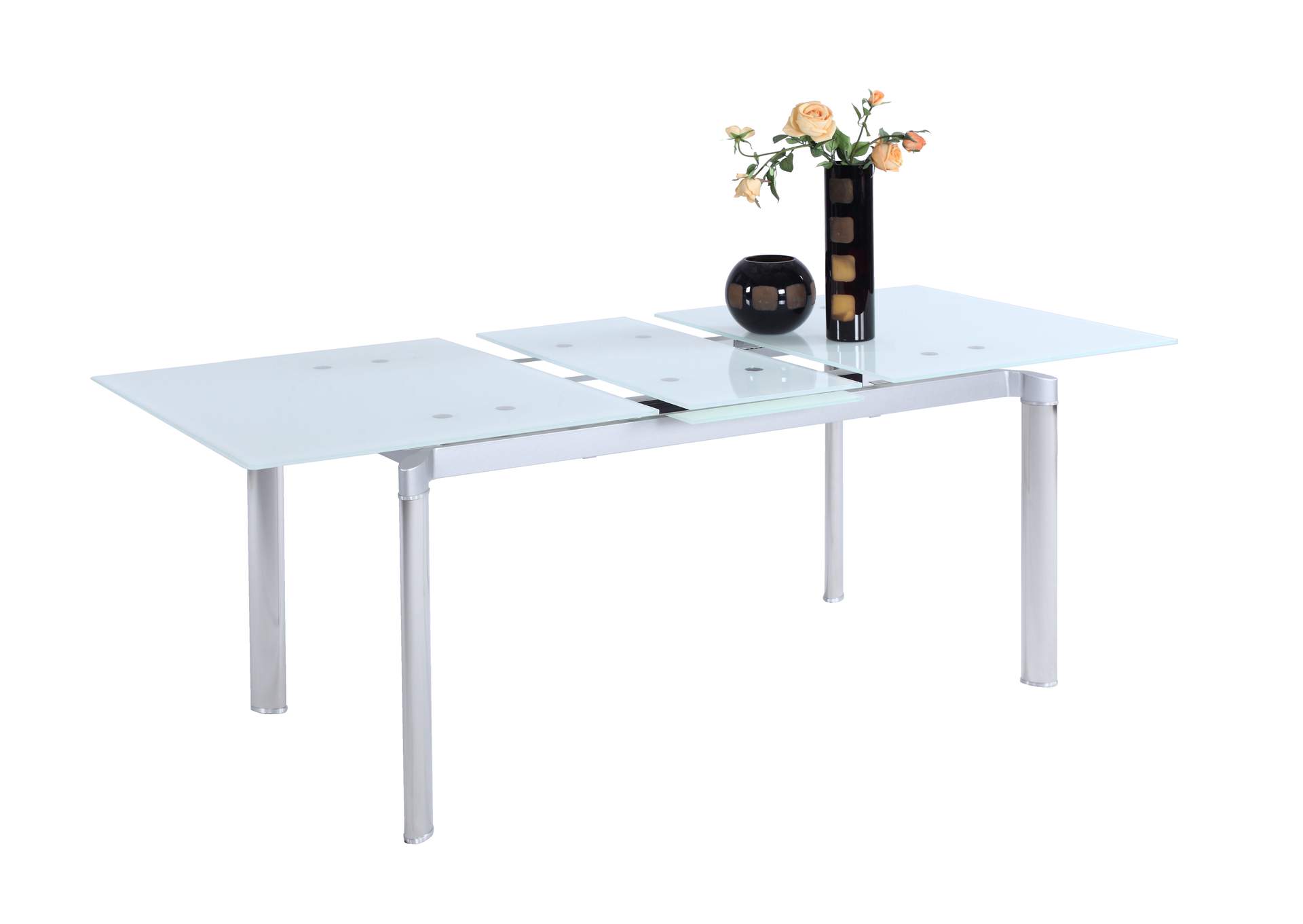 Modern Extendable White Glass Dining Table image 4