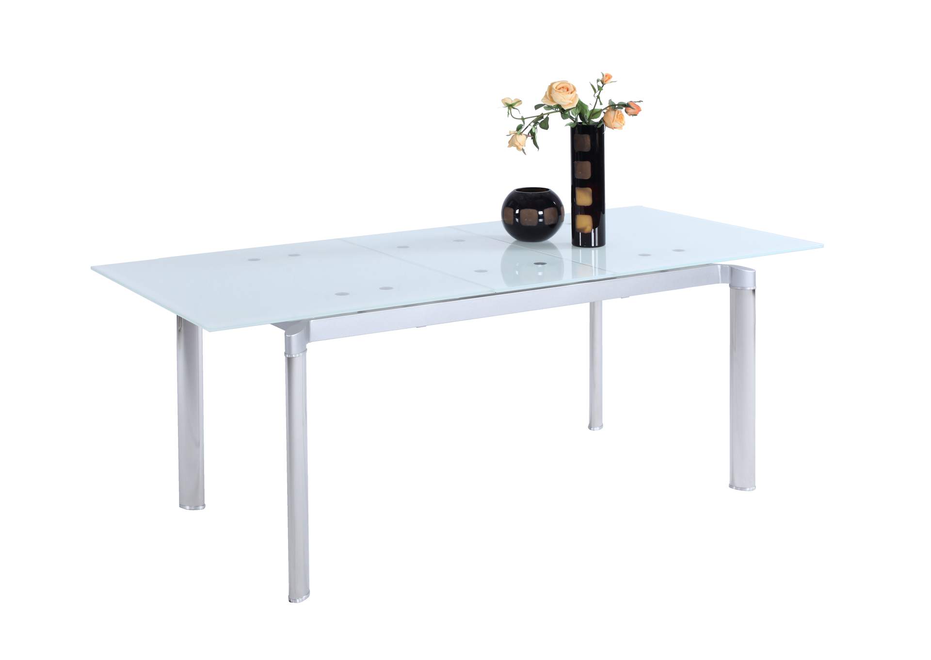Modern Extendable White Glass Dining Table image 5