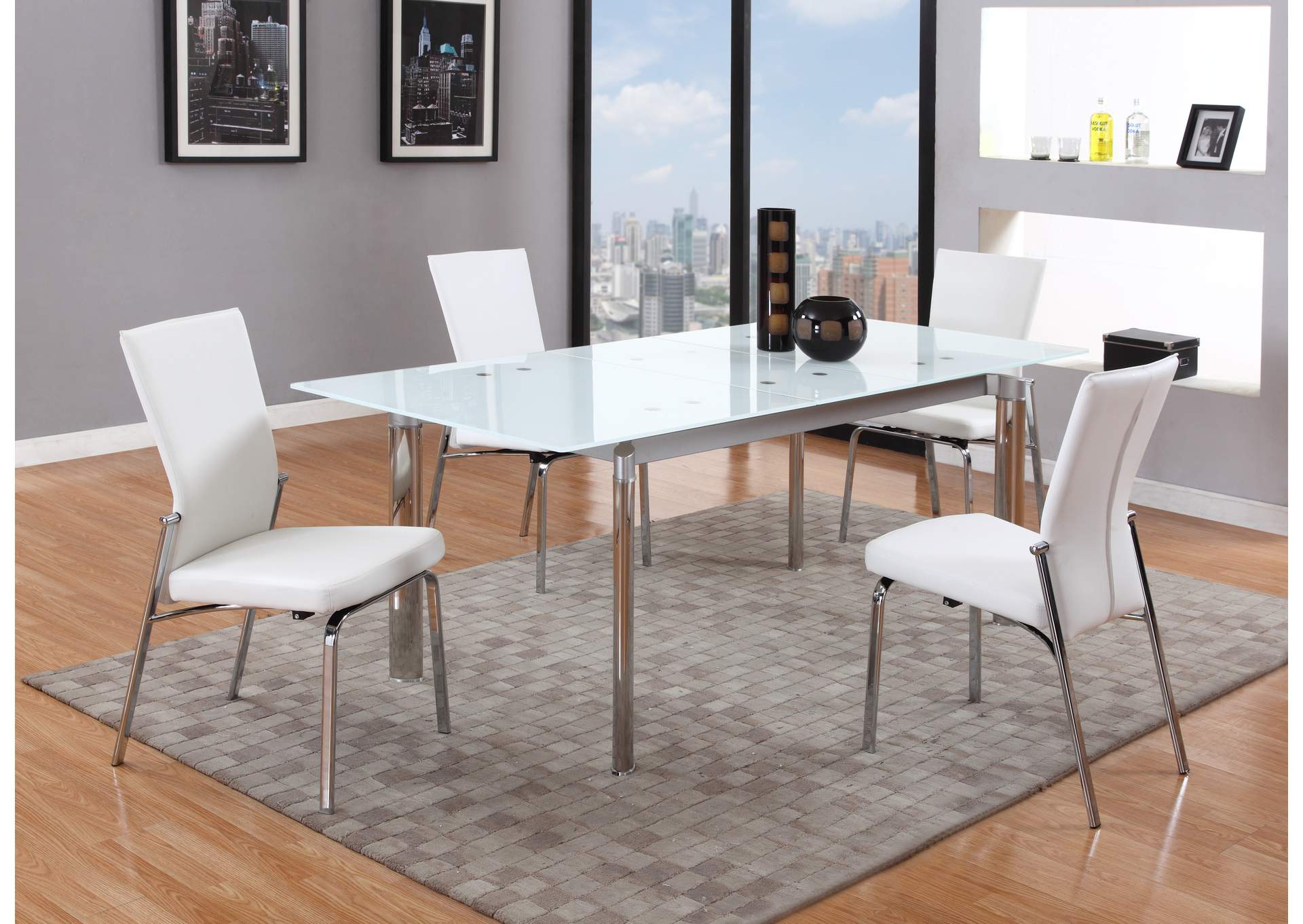 Modern Extendable White Glass Dining Table image 6