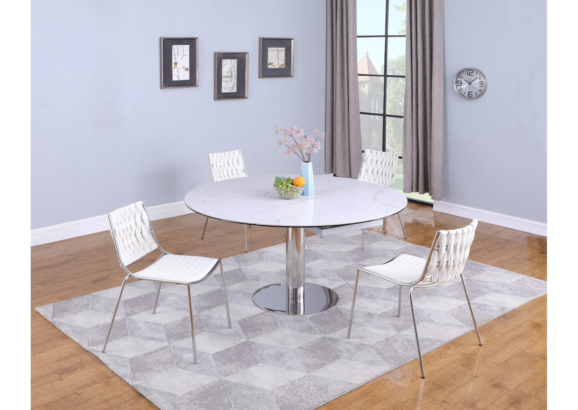 Contemporary Stackable Side Chair With Weave Back image 1