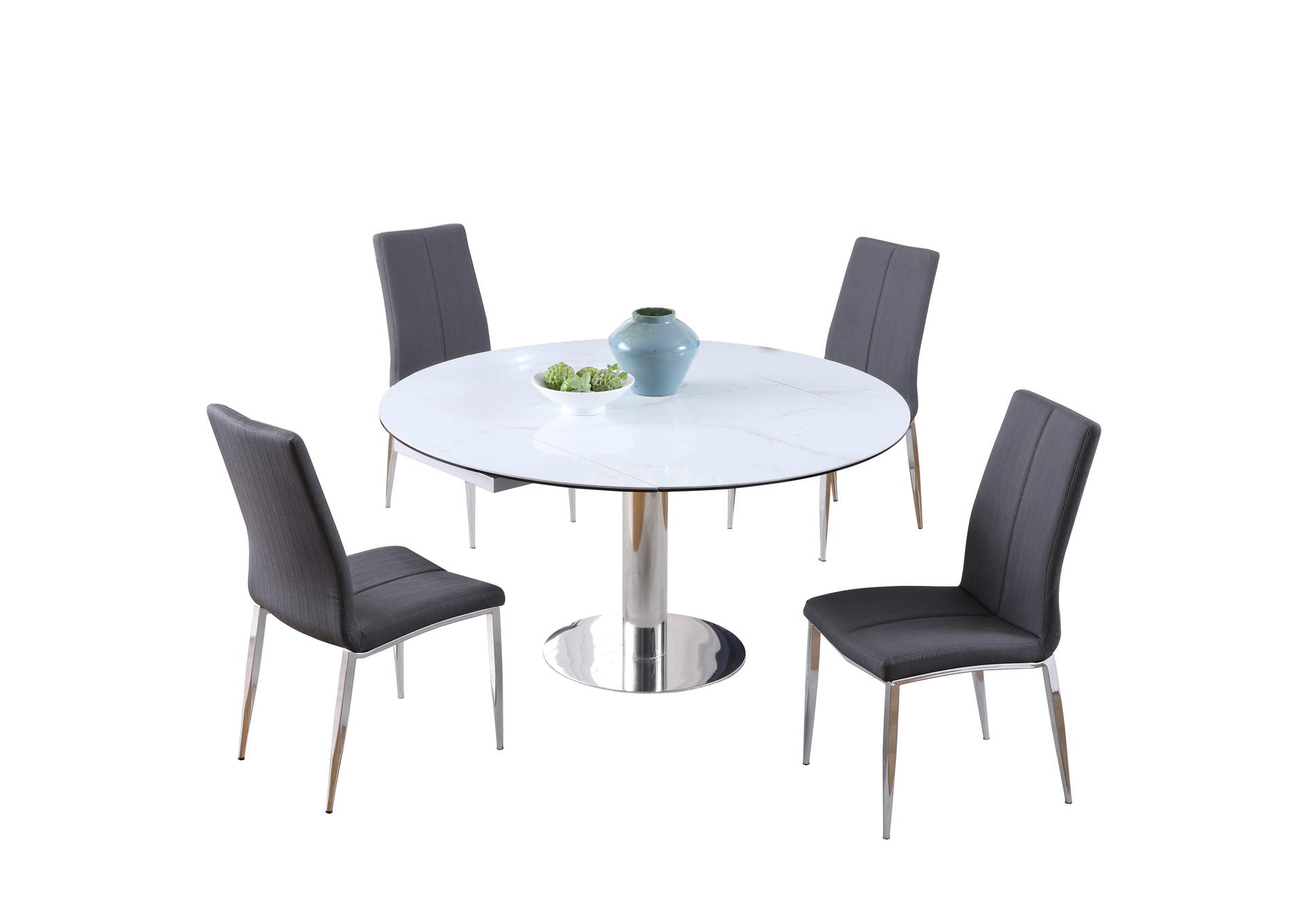 Dining Set With Extendable Contemporary Ceramic Table & 4 Modern Chairs image 3