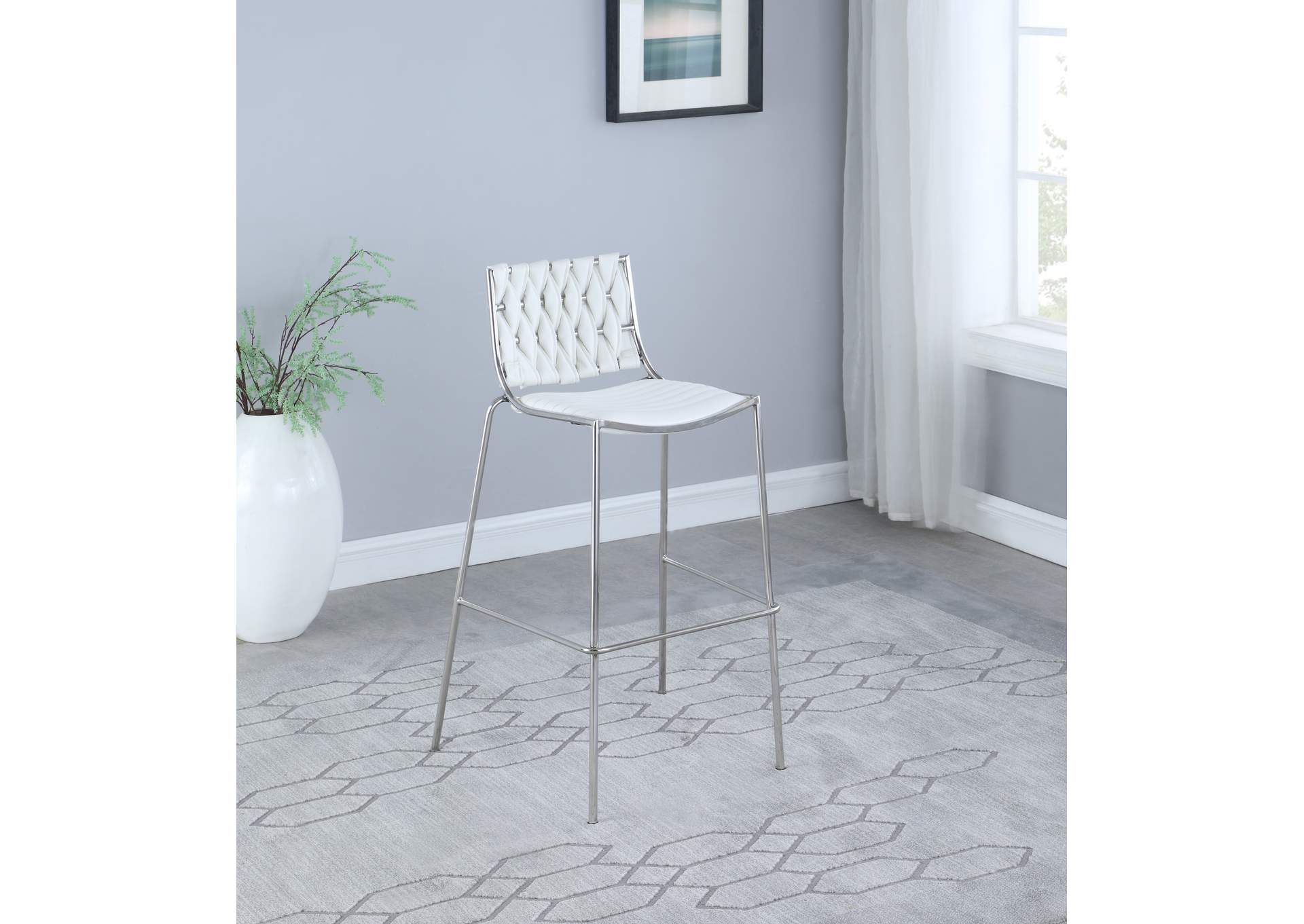 Contemporary Stackable Counter Stool With Weave Back image 1