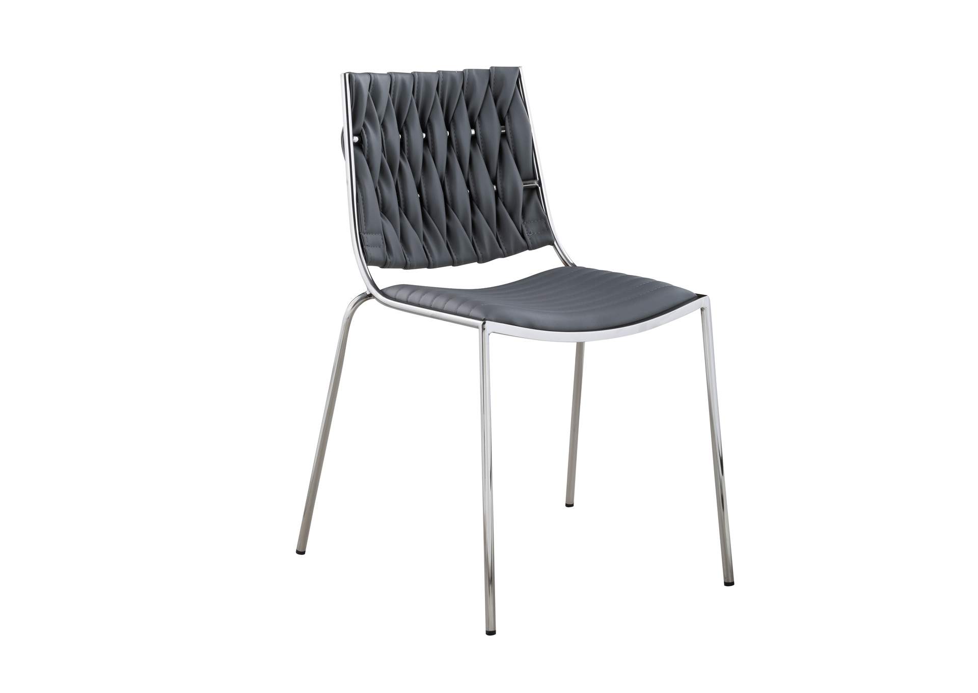 Contemporary Stackable Side Chair With Weave Back image 1