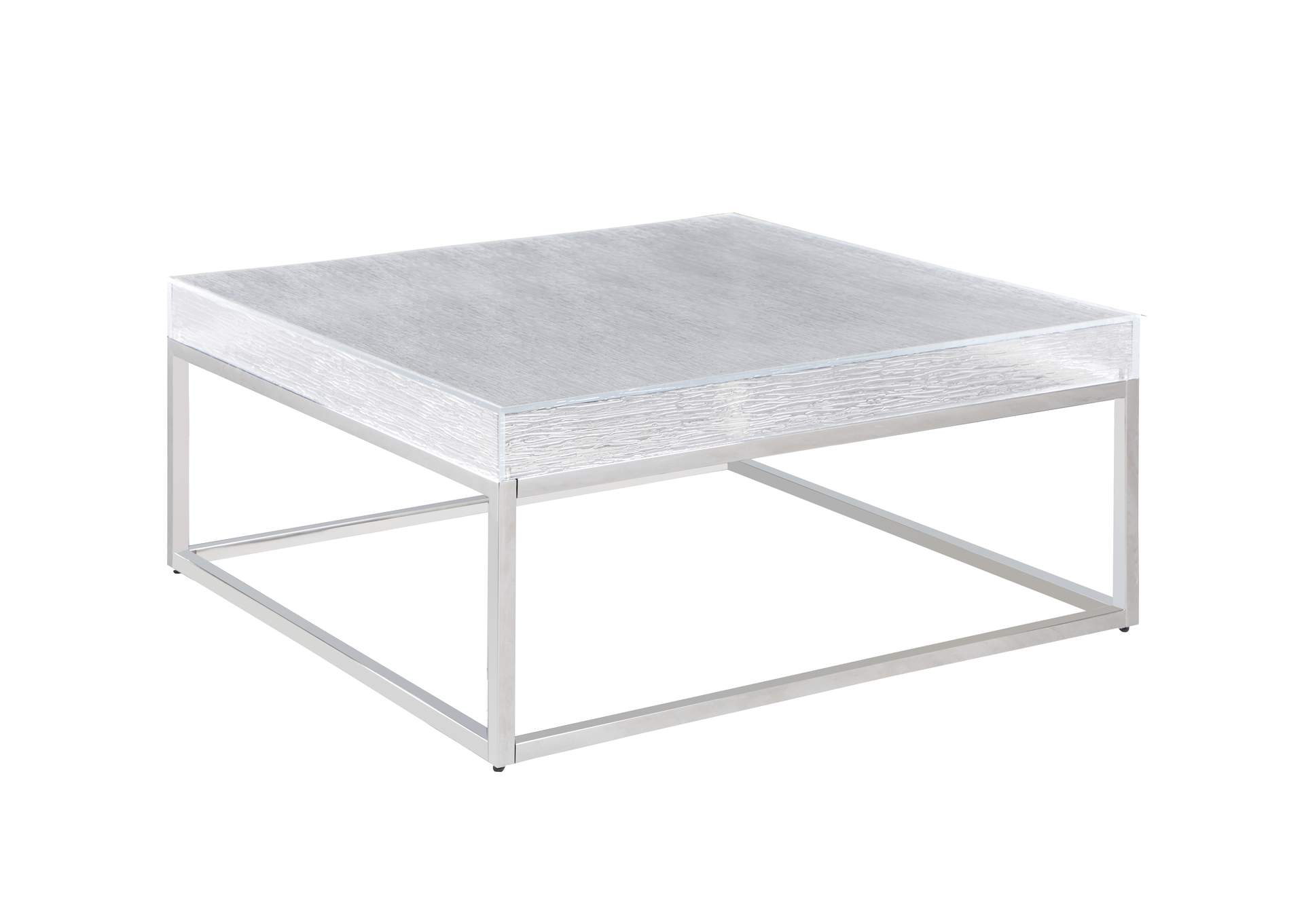 Contemporary Square Cocktail Table With Acrylic Top & Steel Frame image 3
