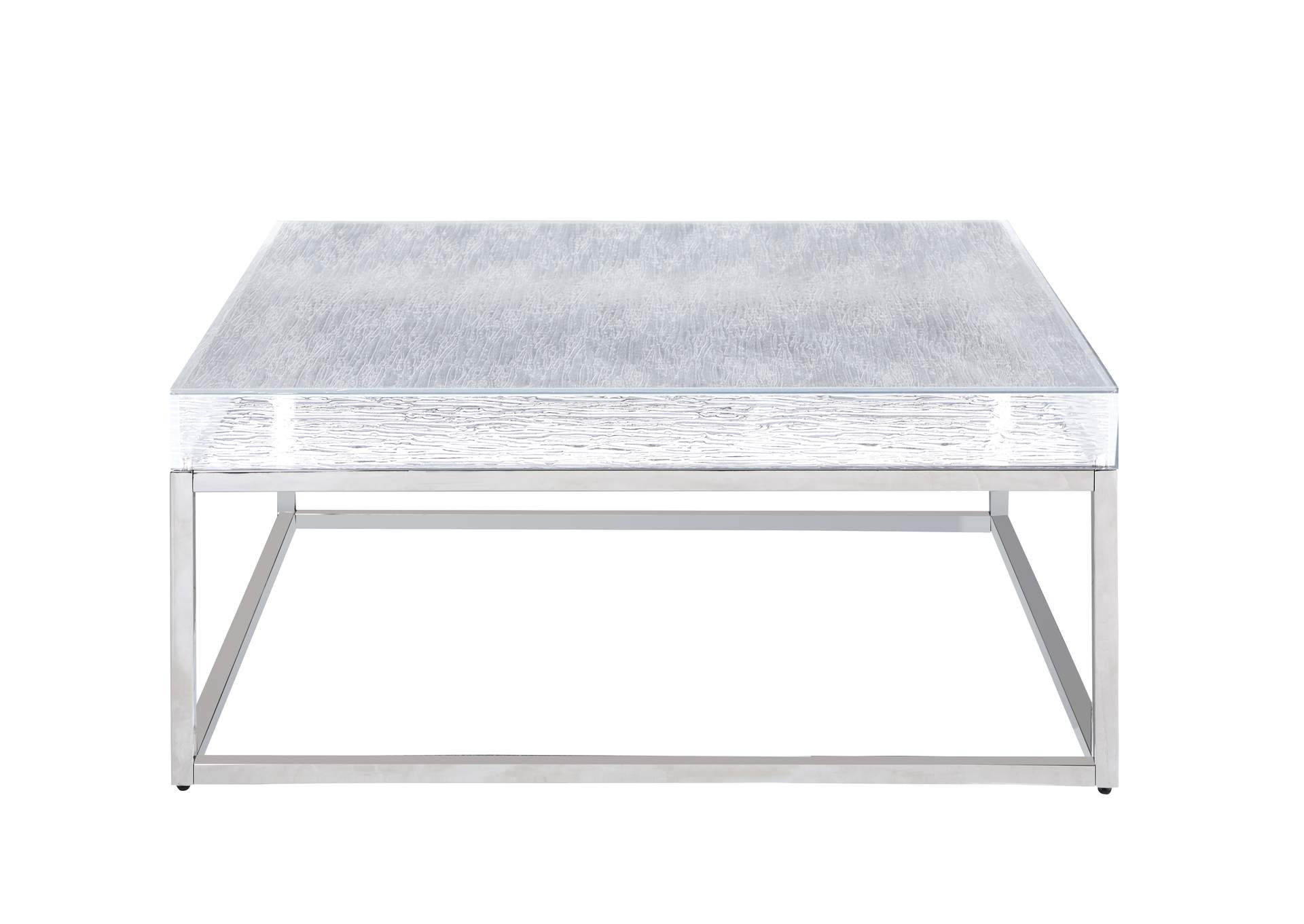 Contemporary Square Cocktail Table With Acrylic Top & Steel Frame image 4