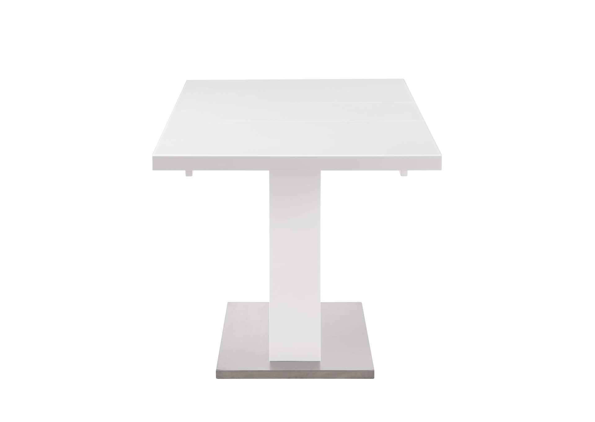 Contemporary Pop-Up Extendable White Glass Dining Table & 4 Channel Back Side Chairs image 7