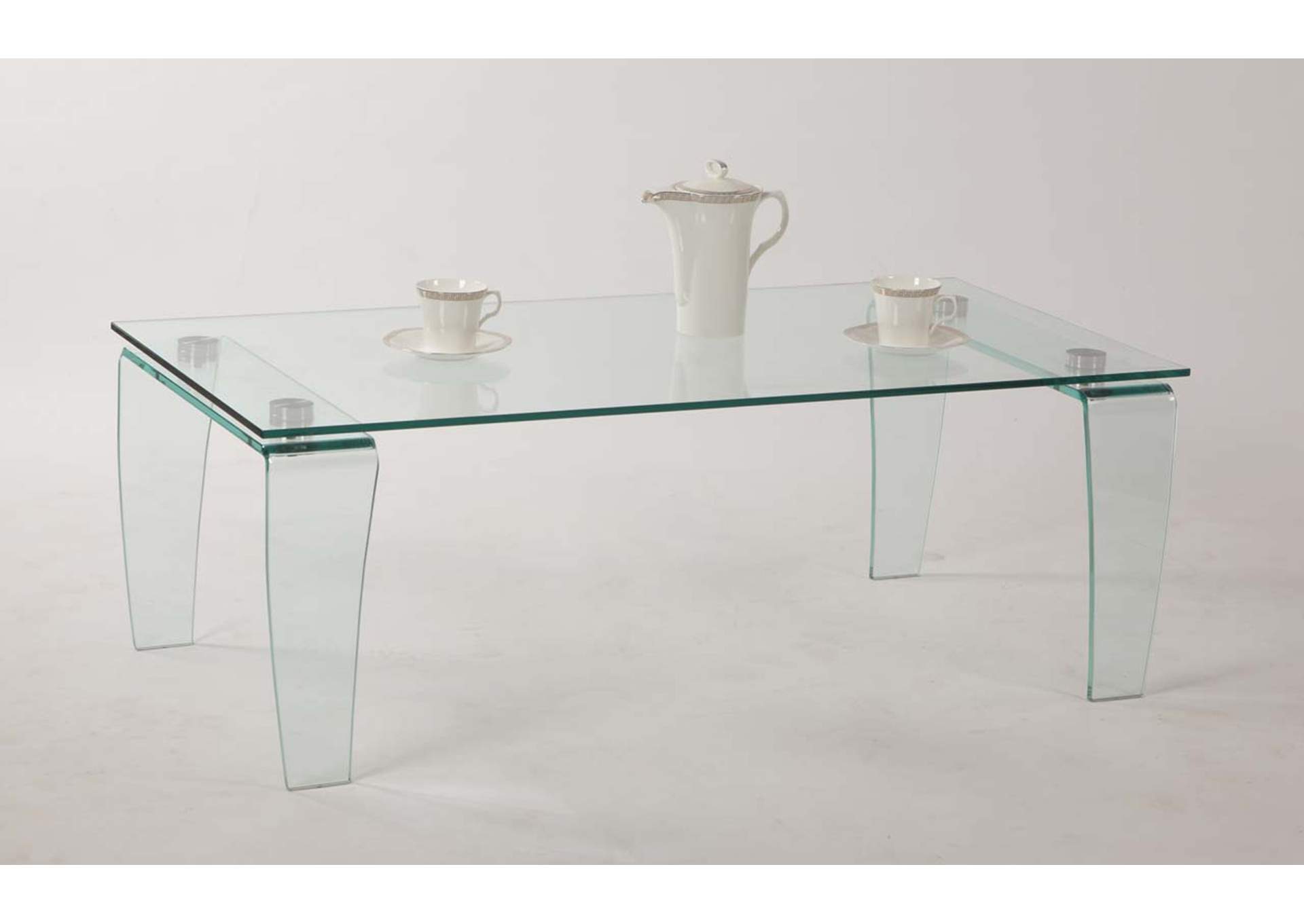 Contemporary All-Glass Rectangular Cocktail Table image 1