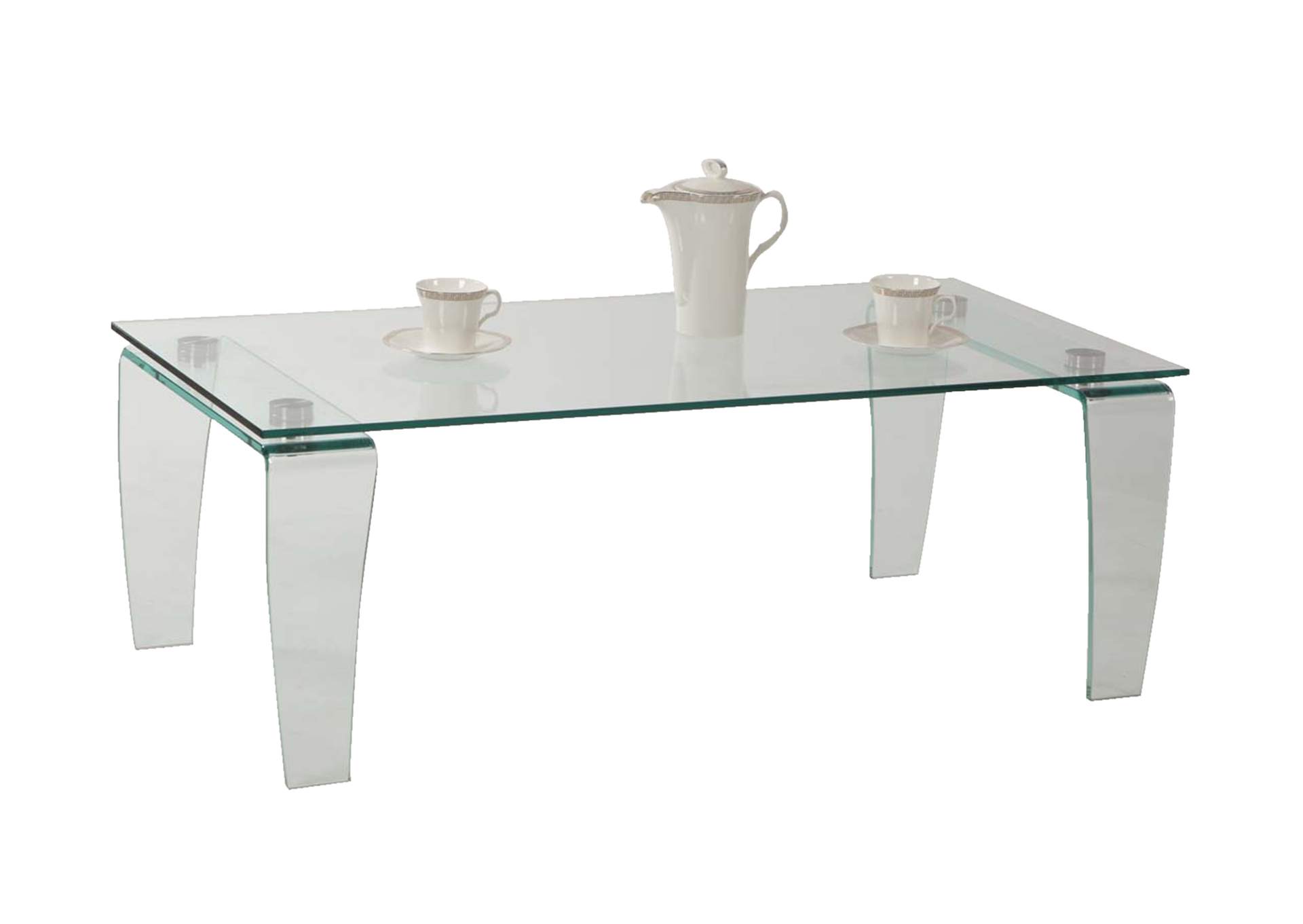 Contemporary All-Glass Rectangular Cocktail Table image 3