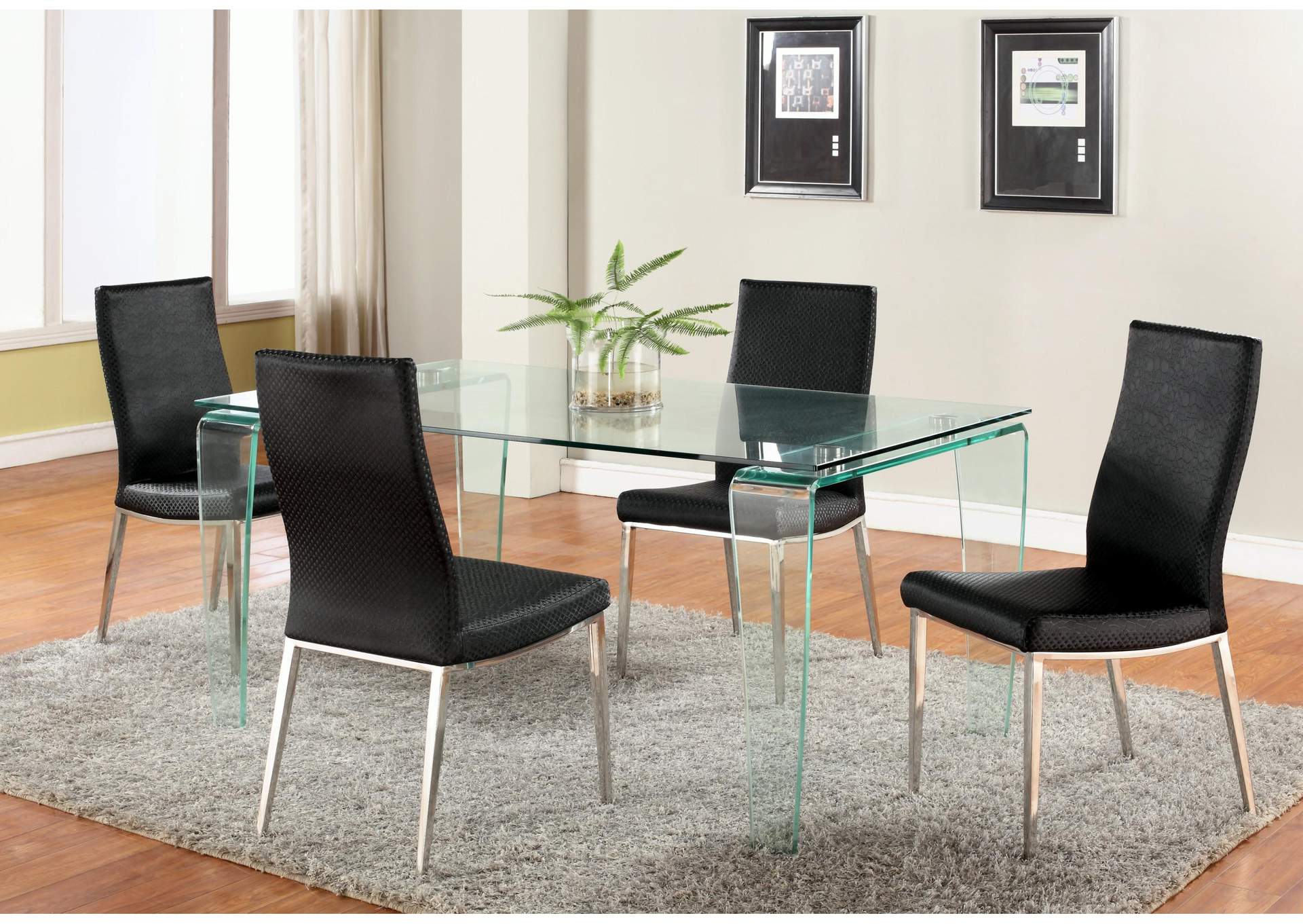 Contemporary All-Glass Dining Table image 1