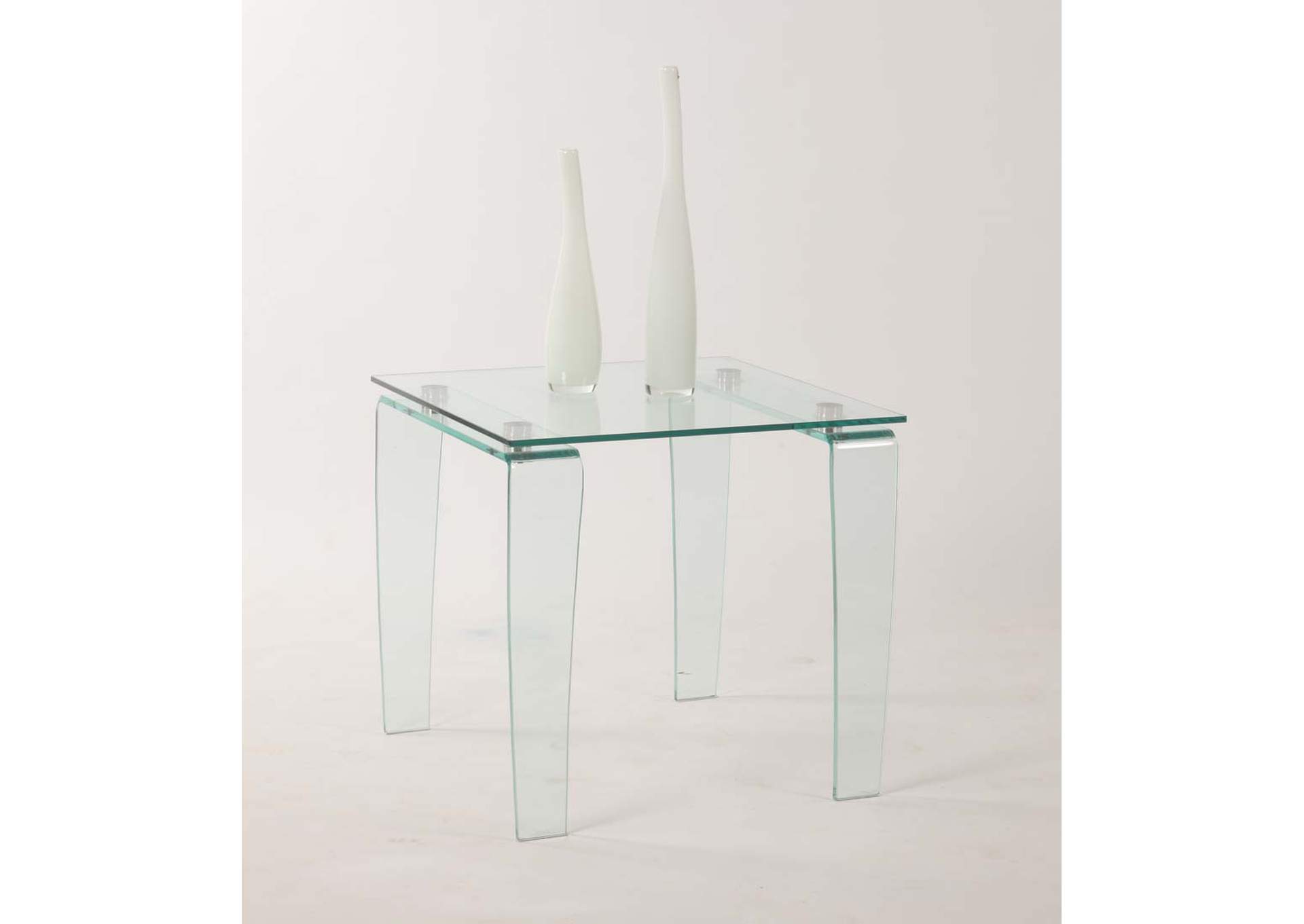 Contemporary All-Glass Square Lamp Table image 1