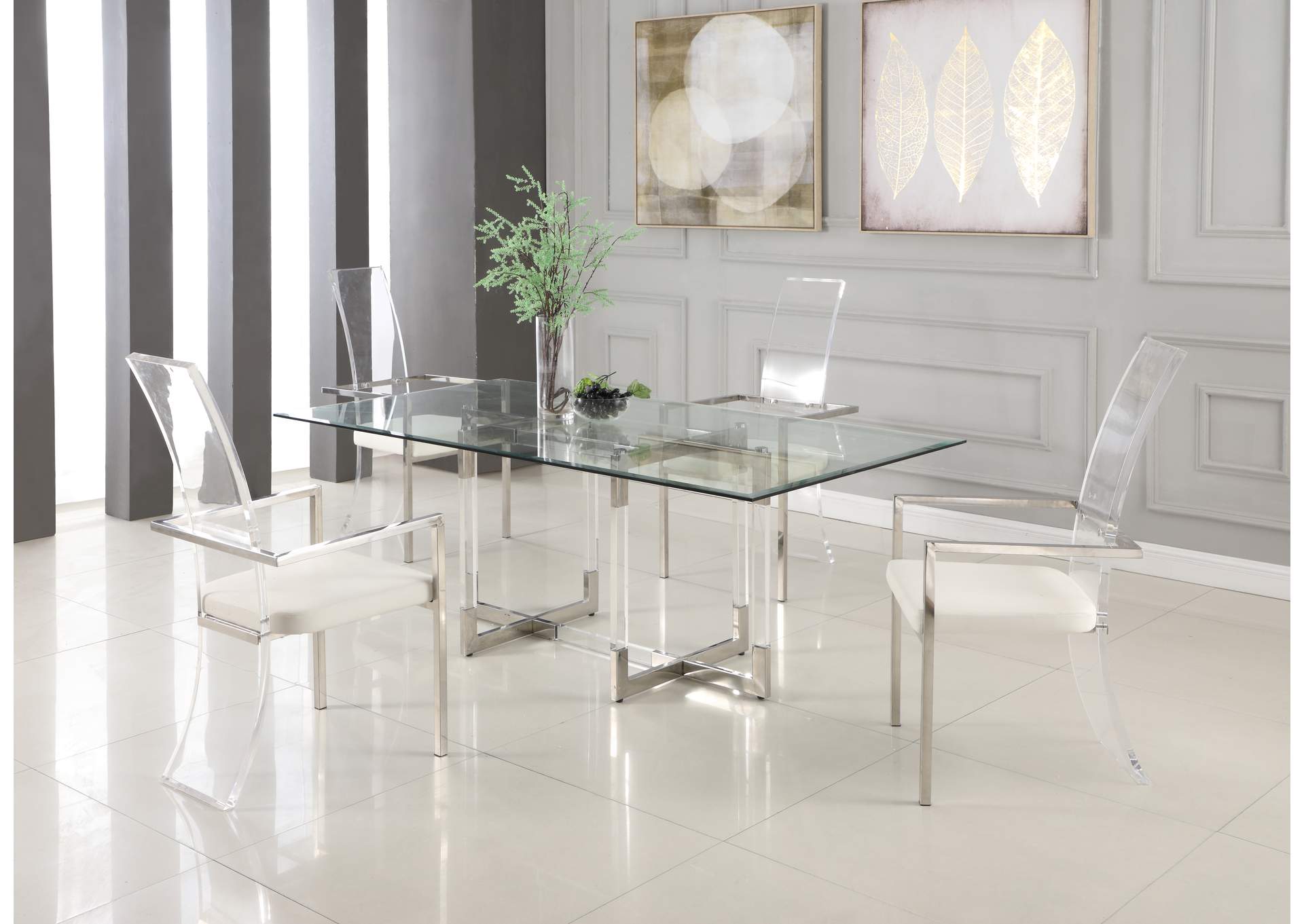 Contemporary Acrylic High-Back Upholstered Arm Chair image 1