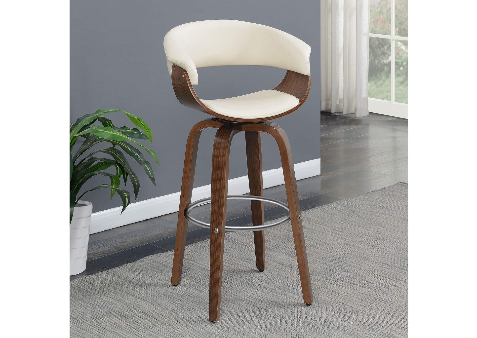 Zion Upholstered Swivel Bar Stool Walnut and Ecru