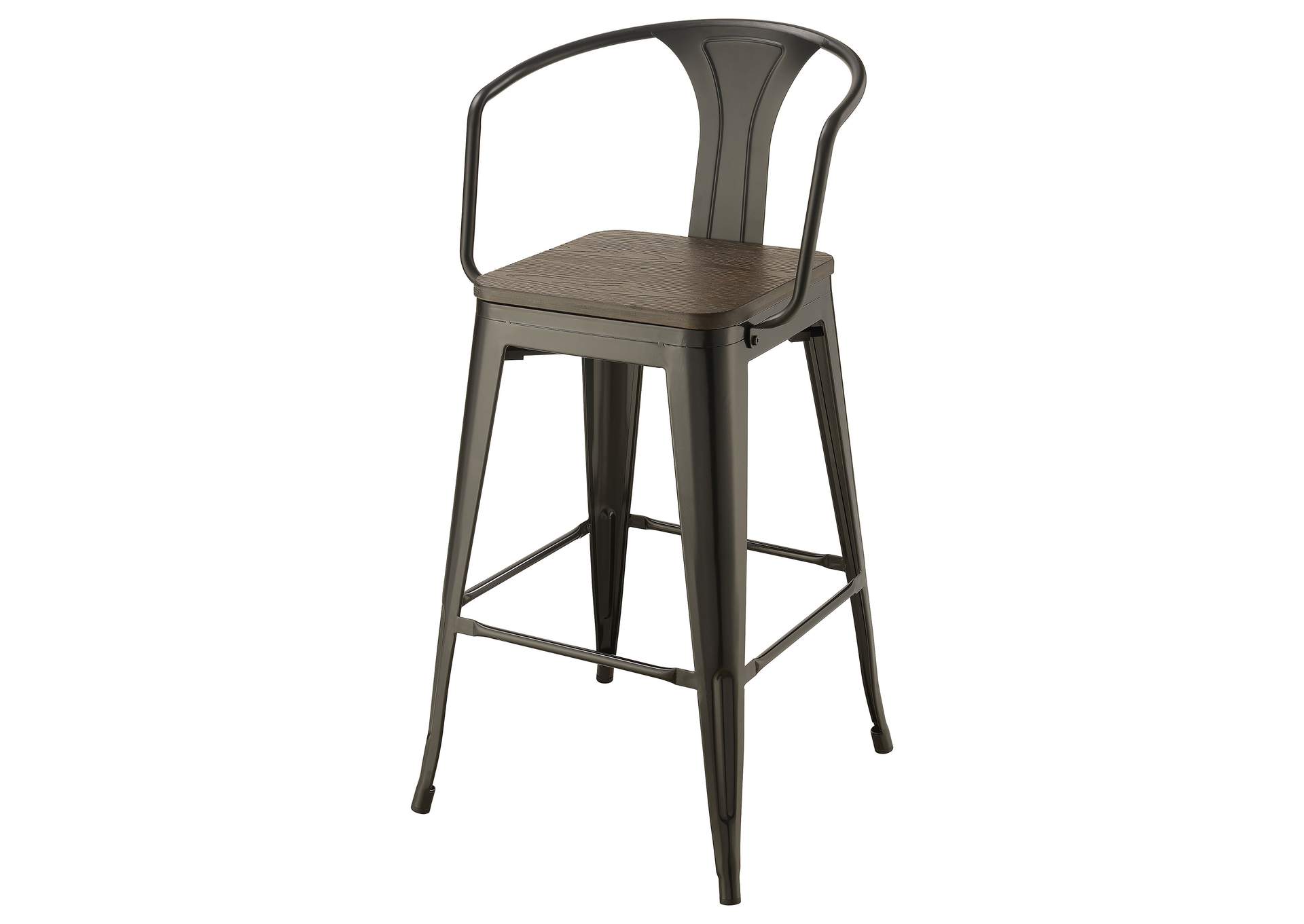 Cavalier Metal Bar Chair Dark Elm and Matte Black (Set of 2)