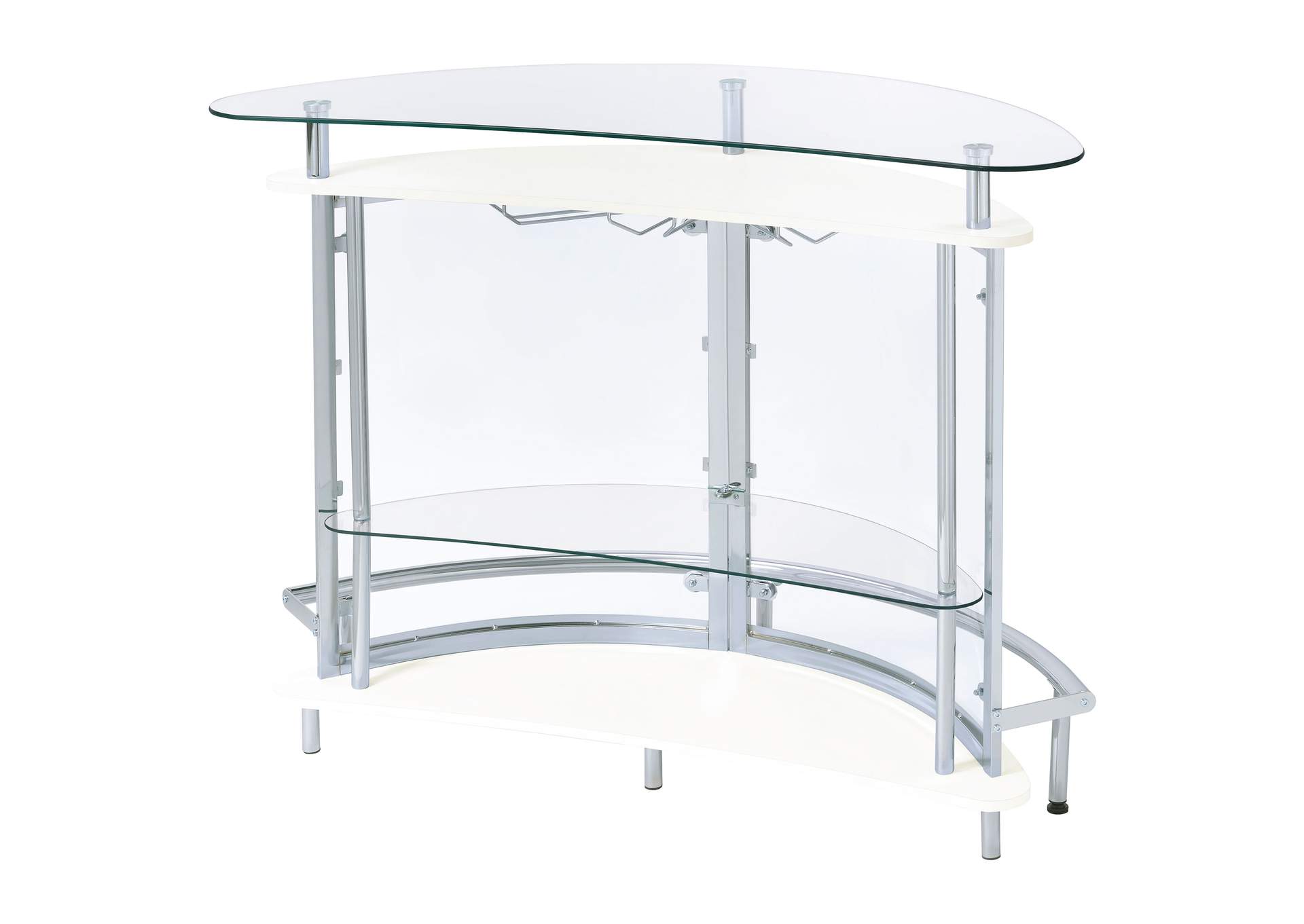 Amarillo 2-tier Bar Unit White and Chrome