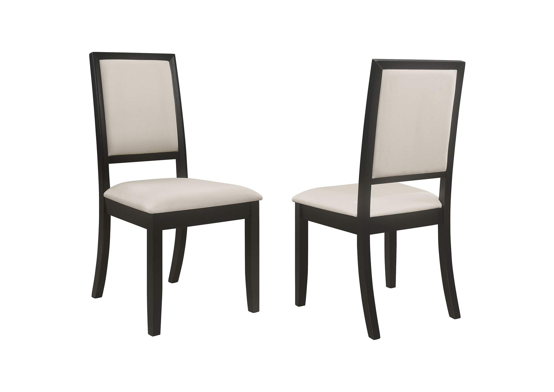 Louise Upholstered Wood Dining Side Chair Black (Set of 2)