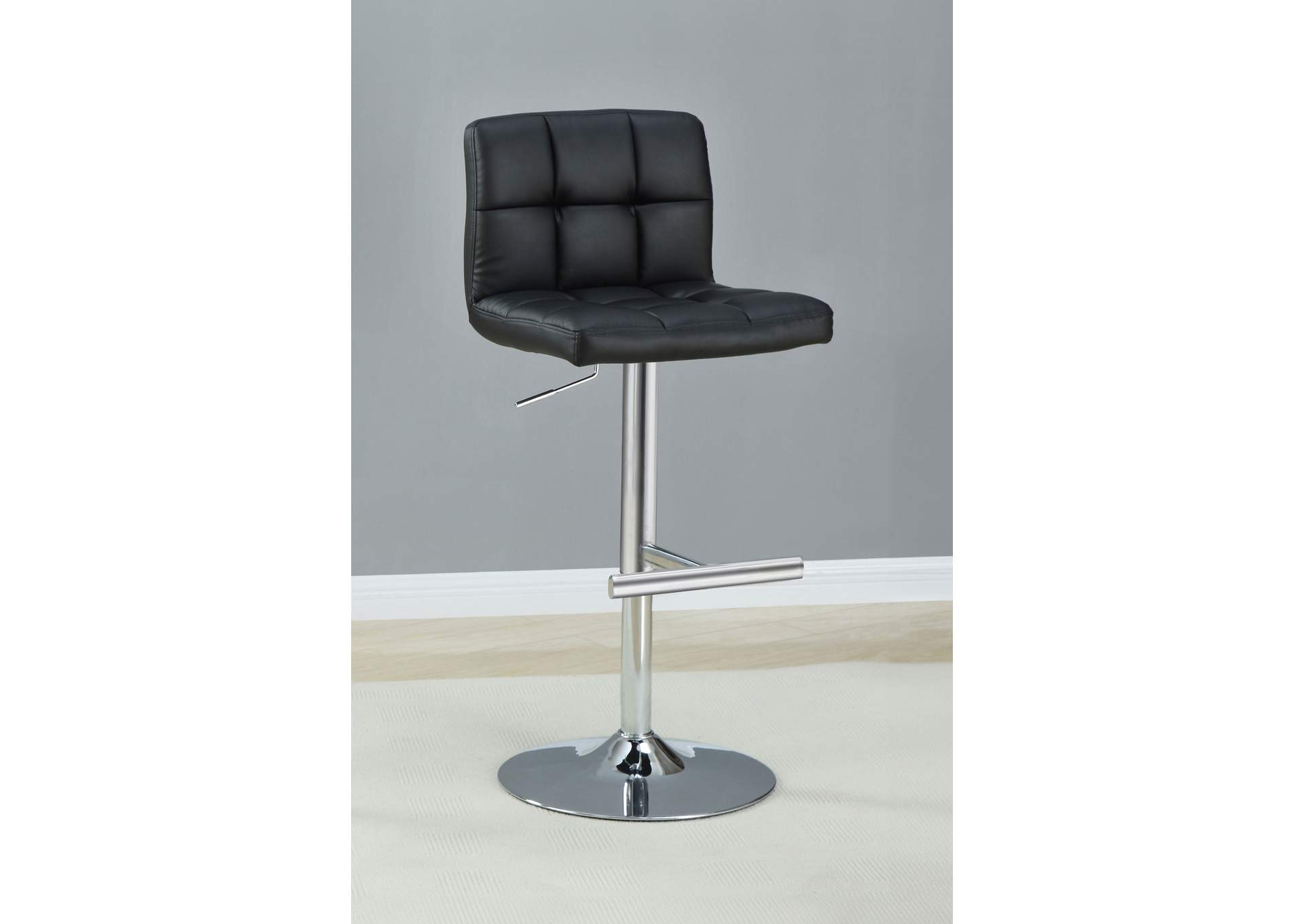 Lenny Adjustable Height Bar Stools Chrome and Black (Set of 2)