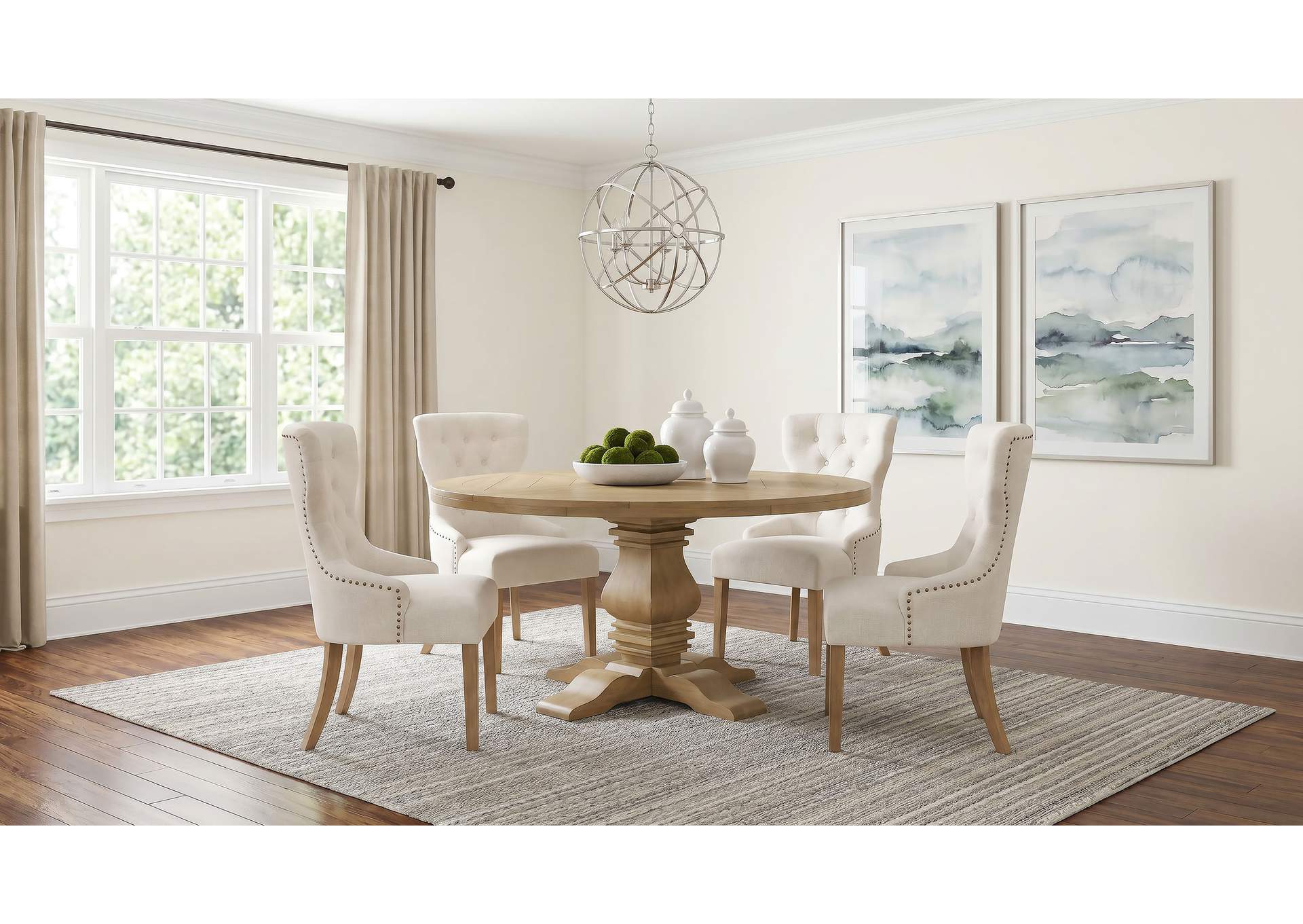 Baney Fabric Upholstered Dining Side Chair Beige and Rustic Honey image 15