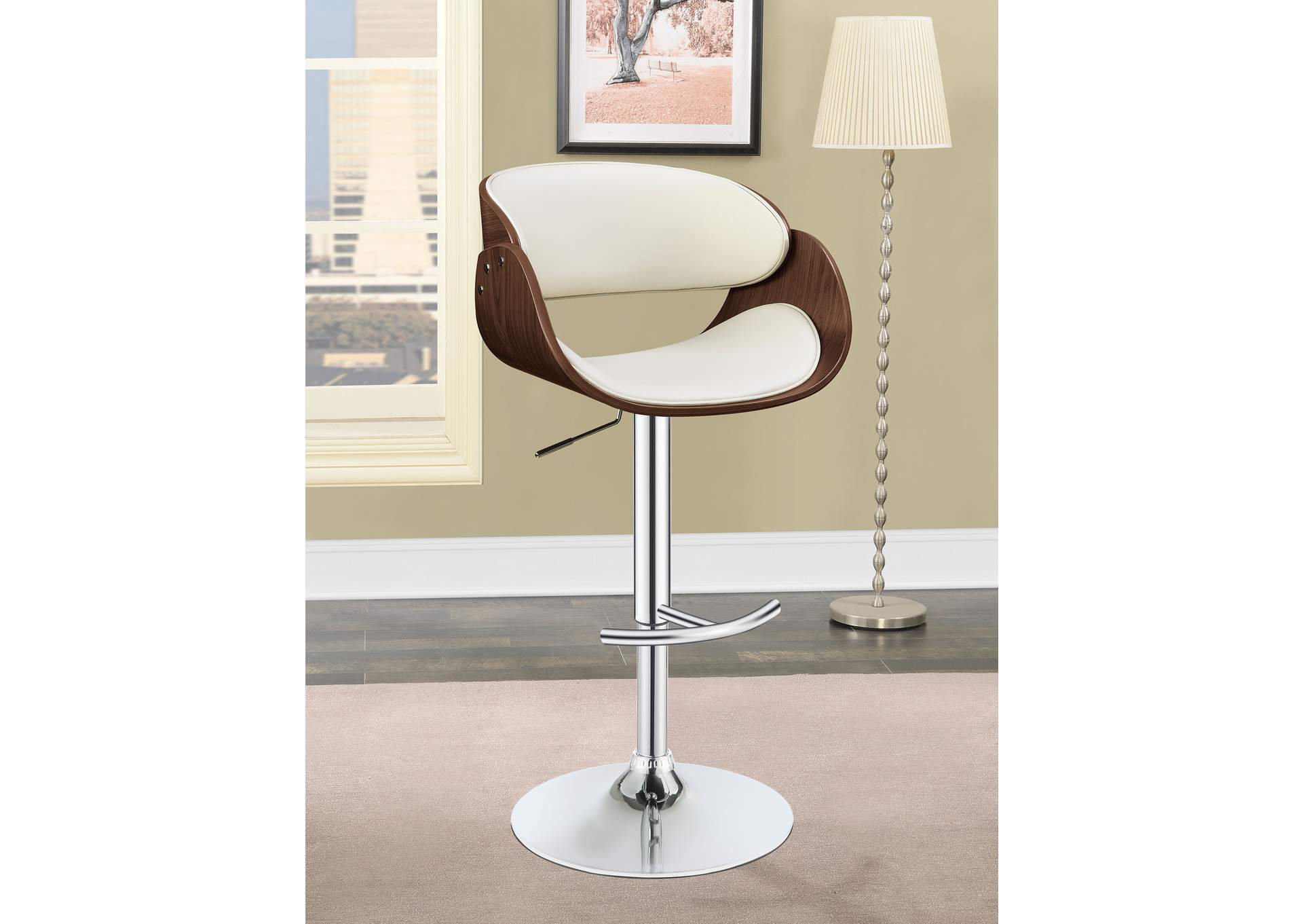 Dana Adjustable Bar Stool Ecru and Chrome
