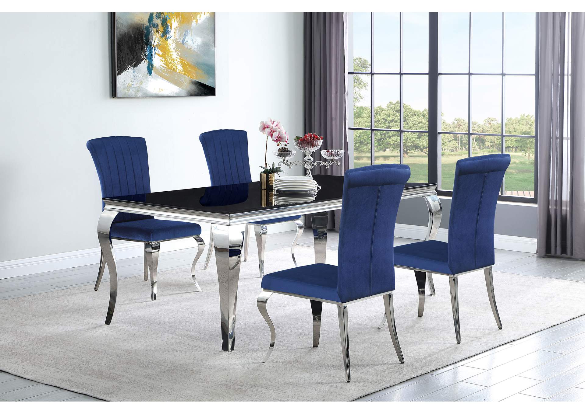 Betty Velvet Upholstered Dining Chair Ink Blue (Set of 4)