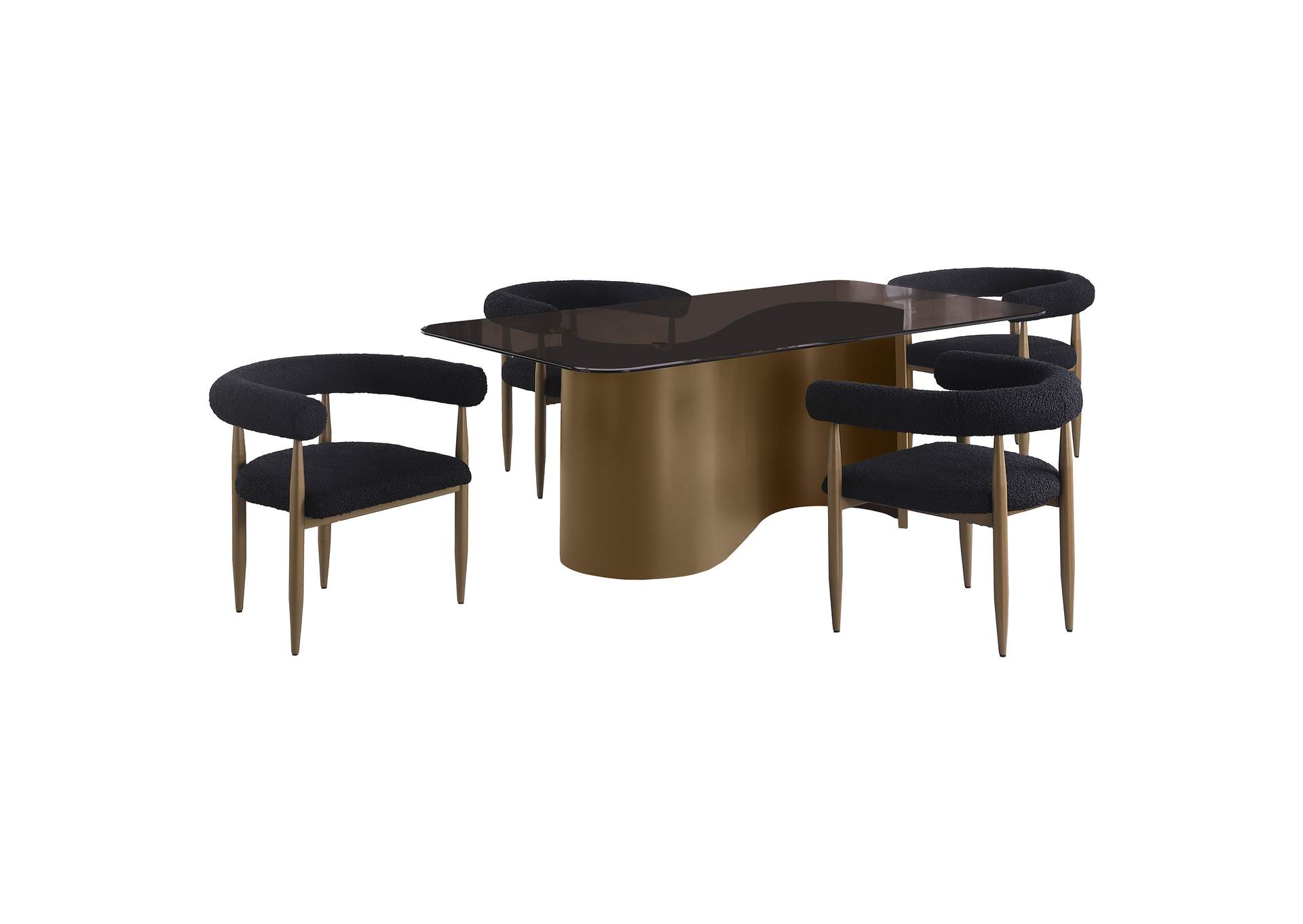Edson 5-piece Rectangular Glass Top Dining Table Set Bronze