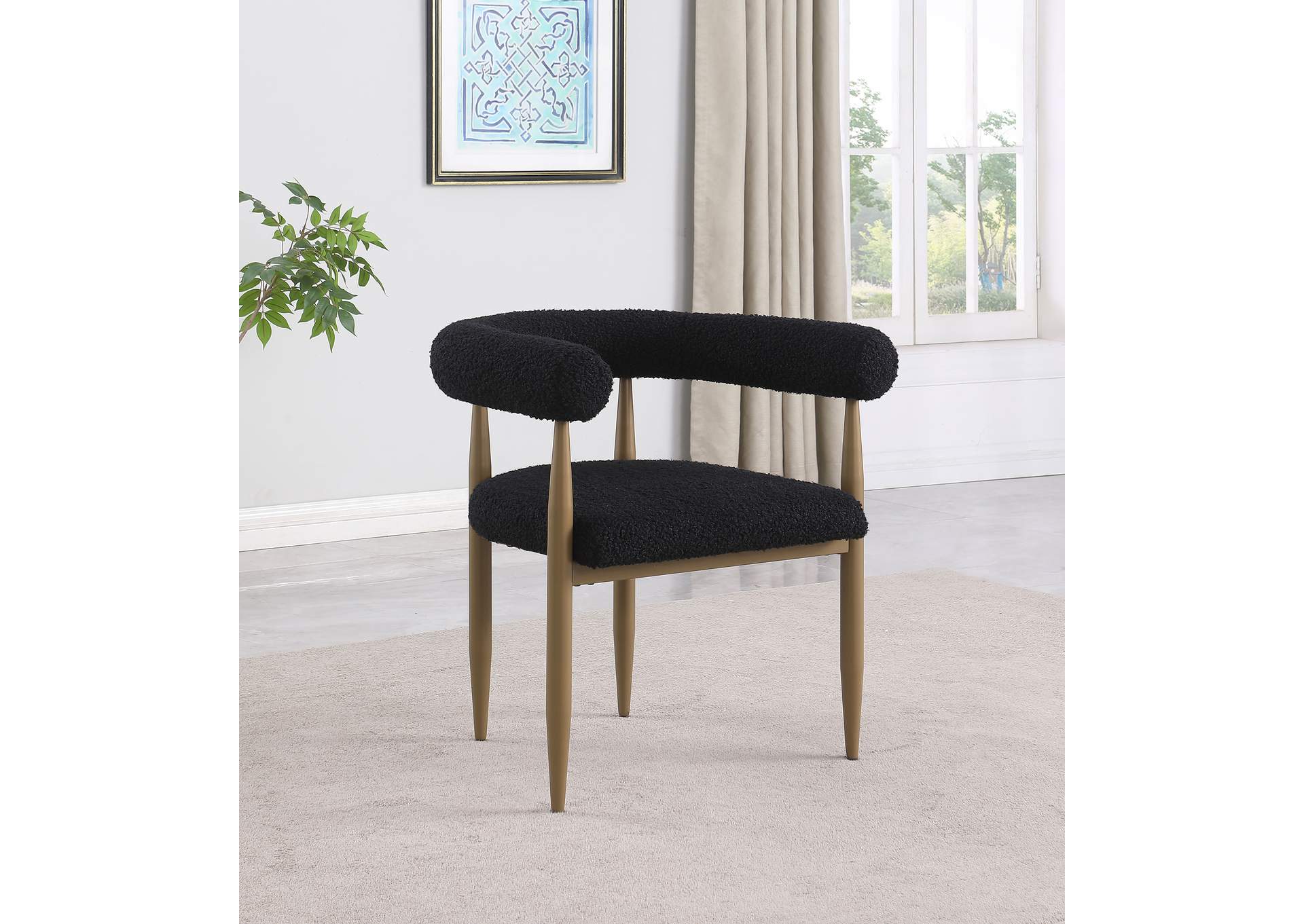 Dunmore Boucle Upholstered Dining Arm Chair Black (Set of 2)