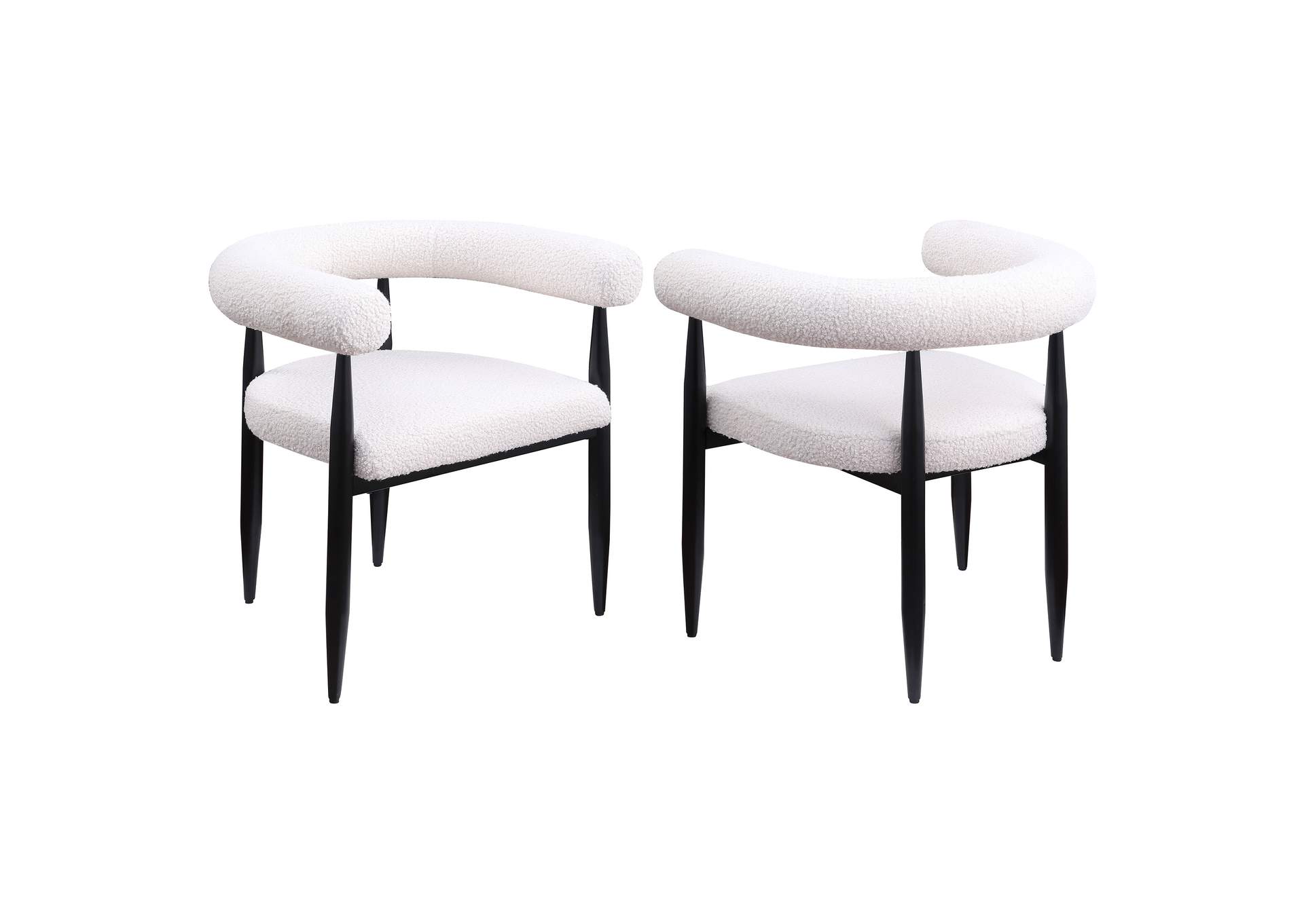 Dunmore Boucle Upholstered Dining Arm Chair Cream (Set of 2)