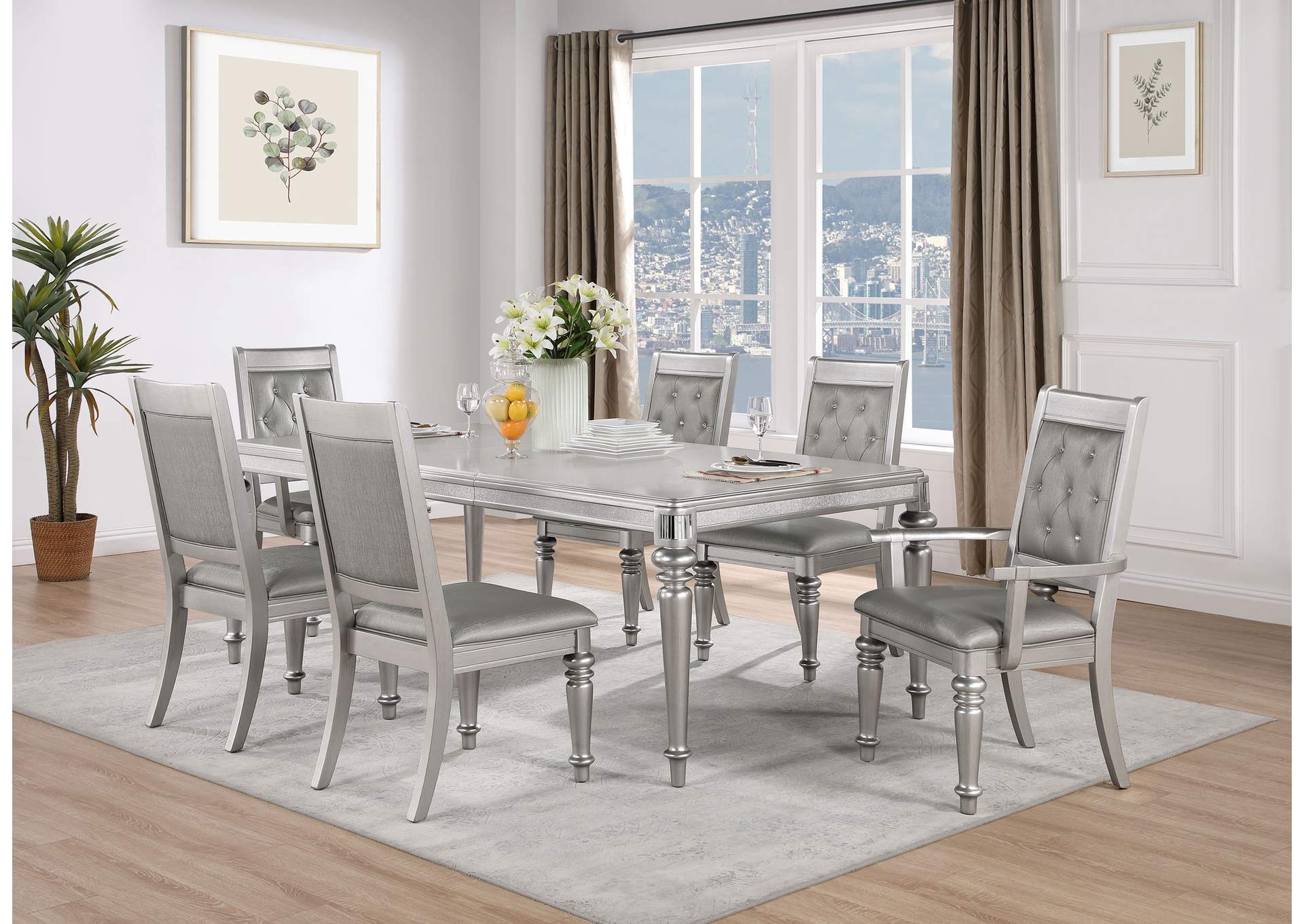 Bling Game 86-inch Extension Dining Table Metallic Platinum