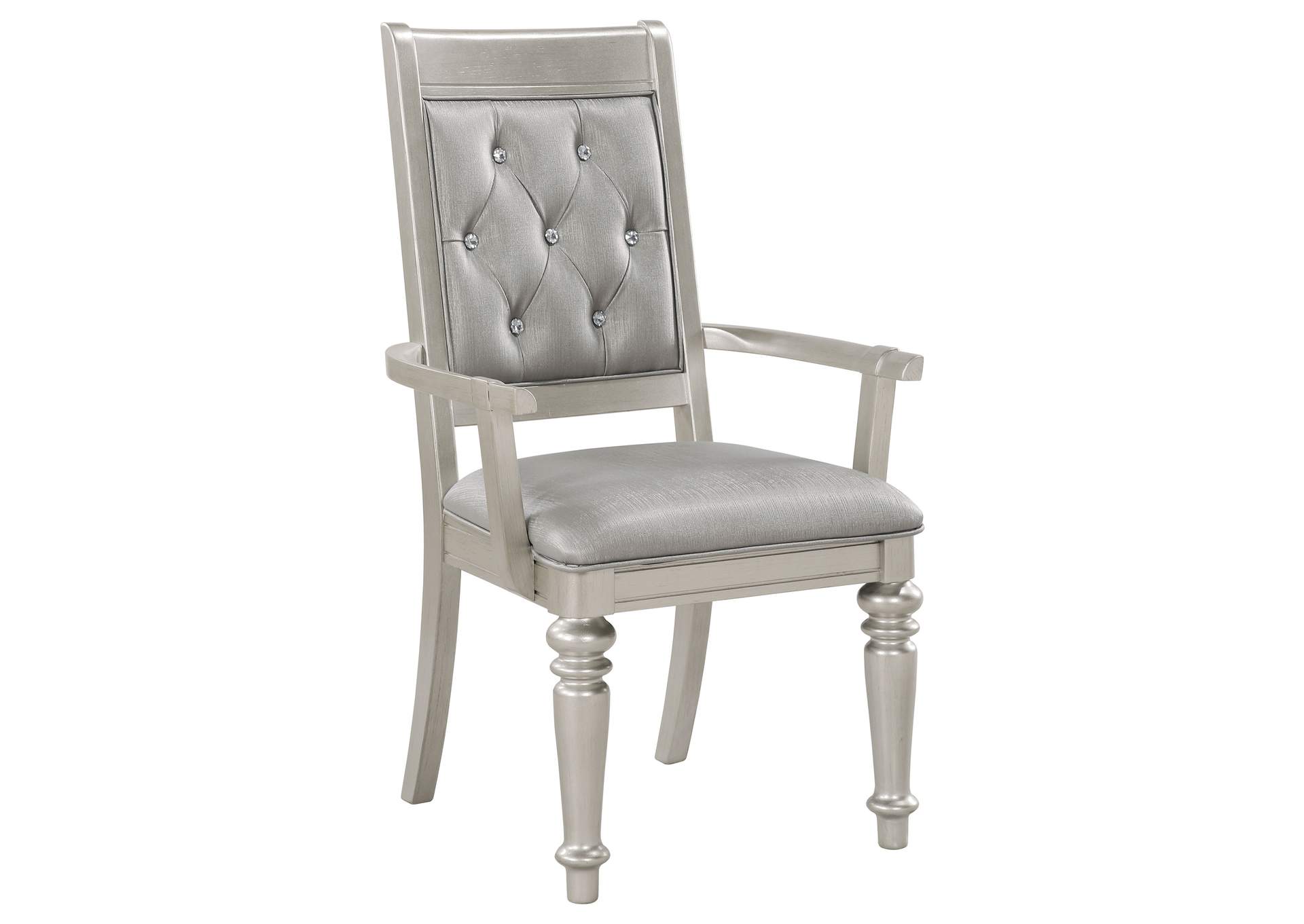 Bling Game Dining Arm Chair Metallic Platinum (Set of 2)