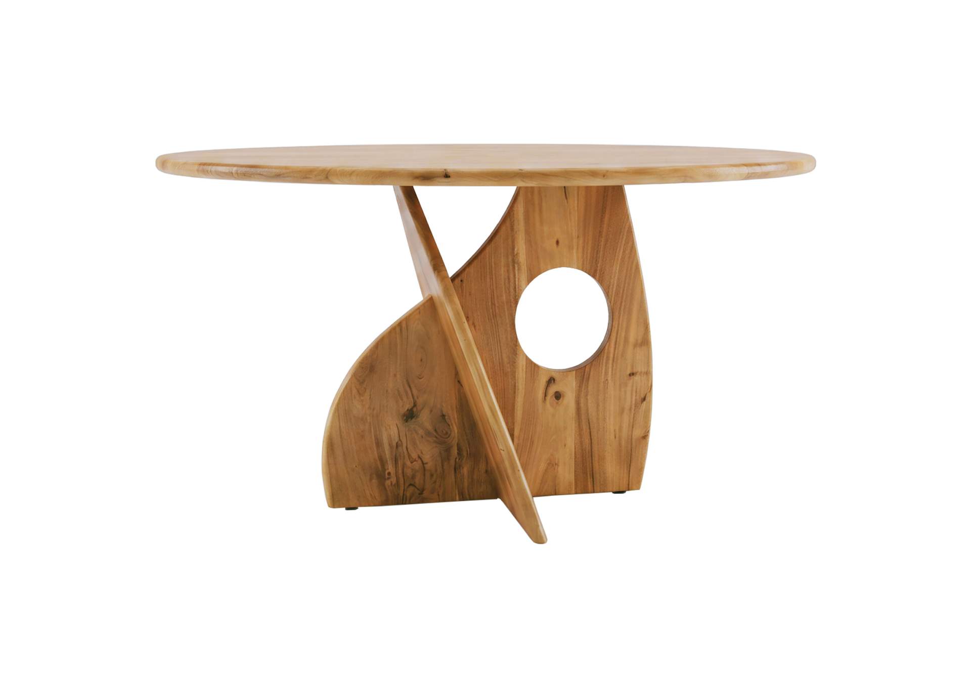 Snyder Round Pedestal Solid Wood Dining Table Natural Acacia image 4