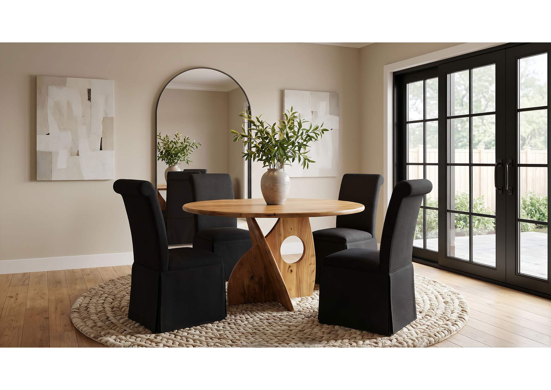 Snyder Round Pedestal Solid Wood Dining Table Natural Acacia image 6